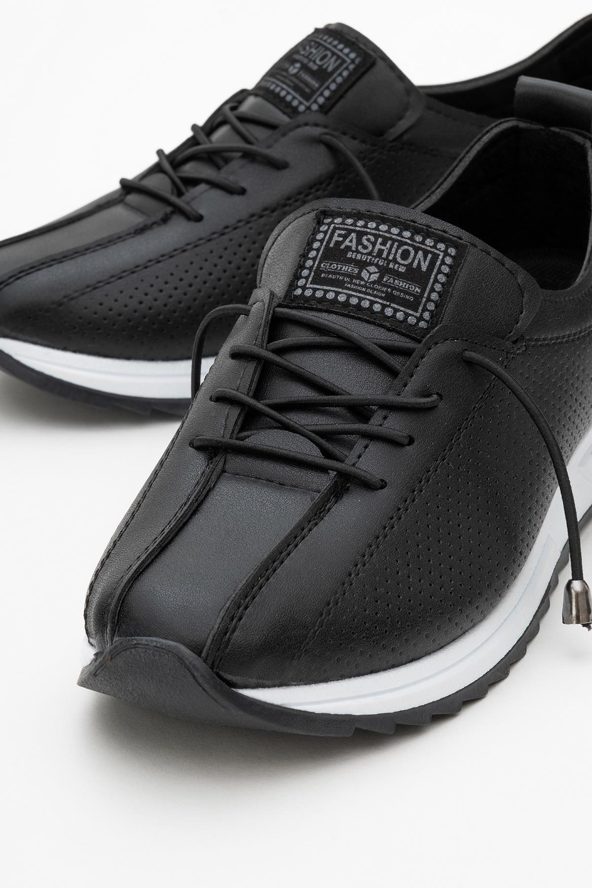 Kadın Bağcıklı Günlük Ayakkabı SİYAH CİLT - Görsel 4
