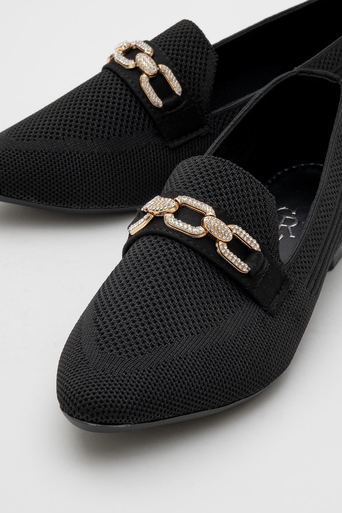 Kadın Tokalı Triko Ayakkabı SİYAH - Görsel 4