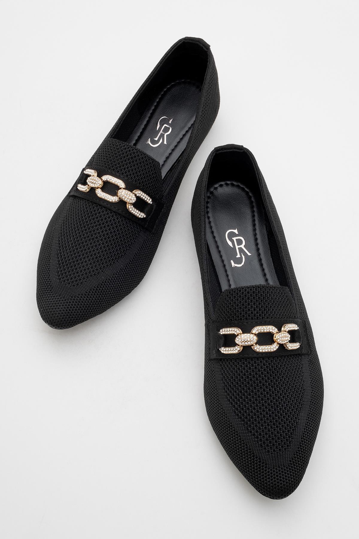 Kadın Tokalı Triko Ayakkabı SİYAH - Görsel 6