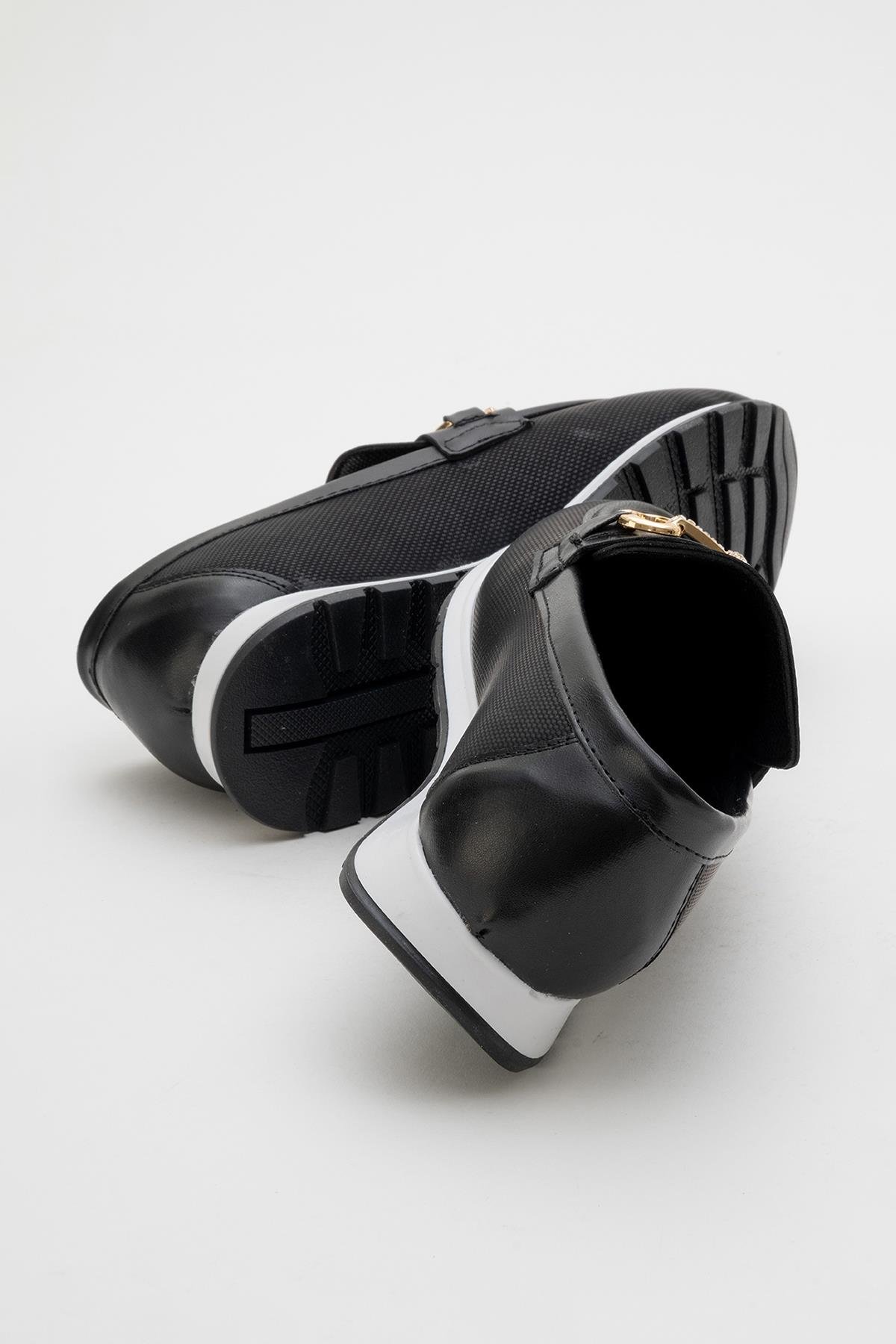 Kadın Taşlı Tokalı Günlük Ayakkabı SİYAH KOT - Görsel 5