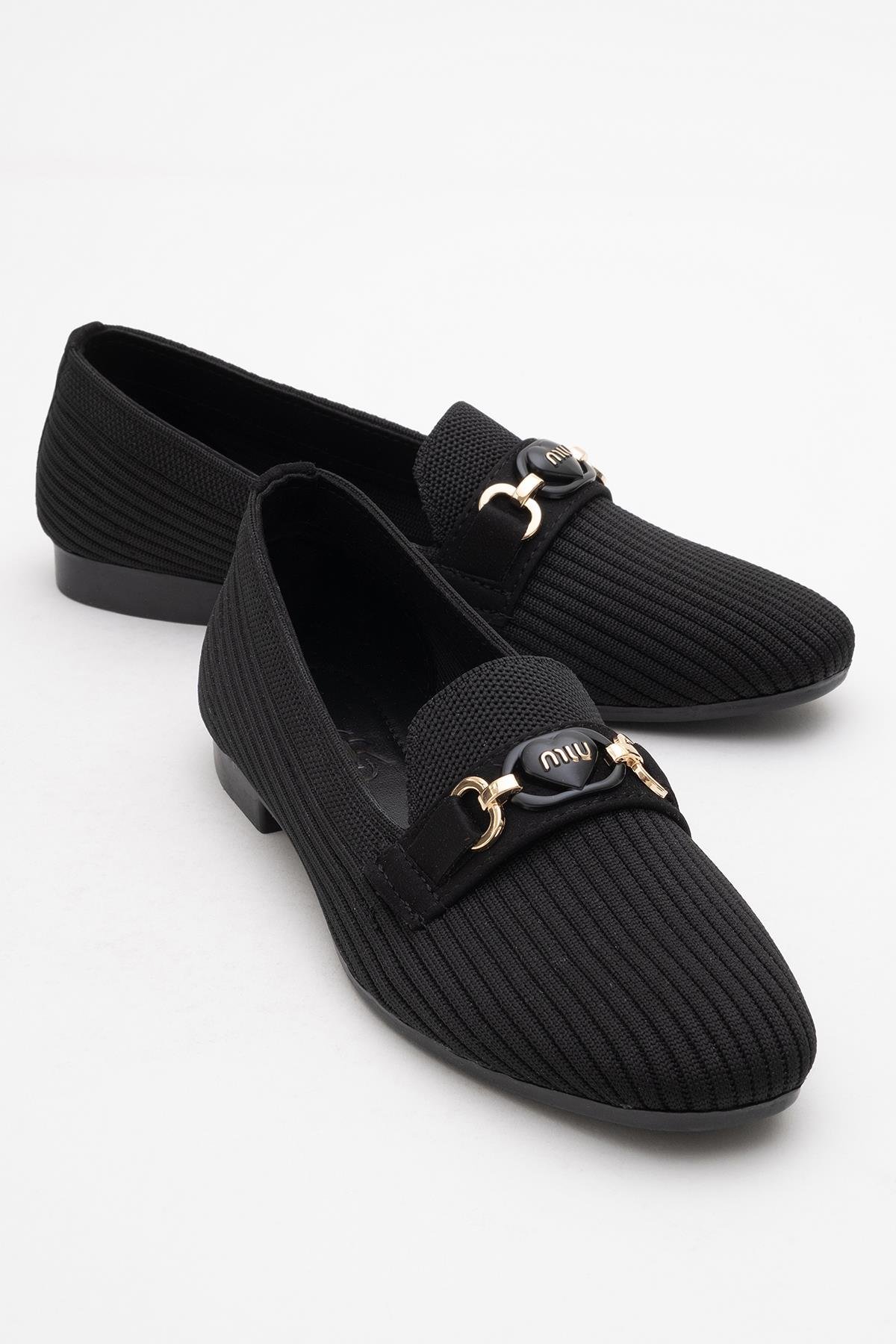 Kadın Tokalı Triko Ayakkabı SİYAH - Görsel 3