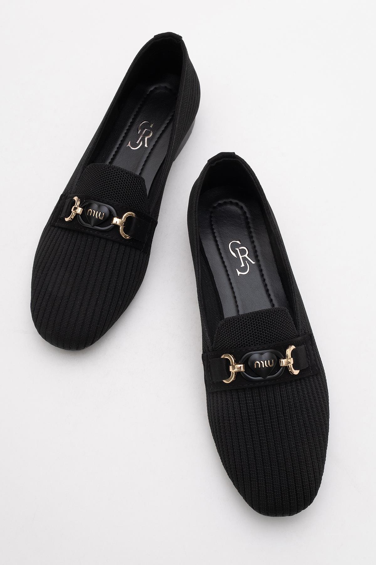 Kadın Tokalı Triko Ayakkabı SİYAH - Görsel 6