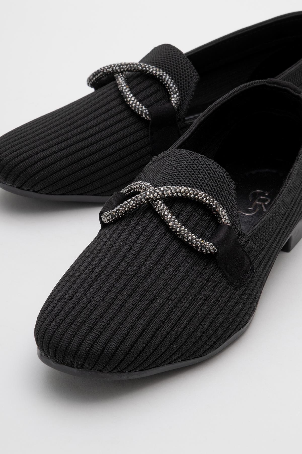 Kadın Taşlı Triko Ayakkabı SİYAH - Görsel 4