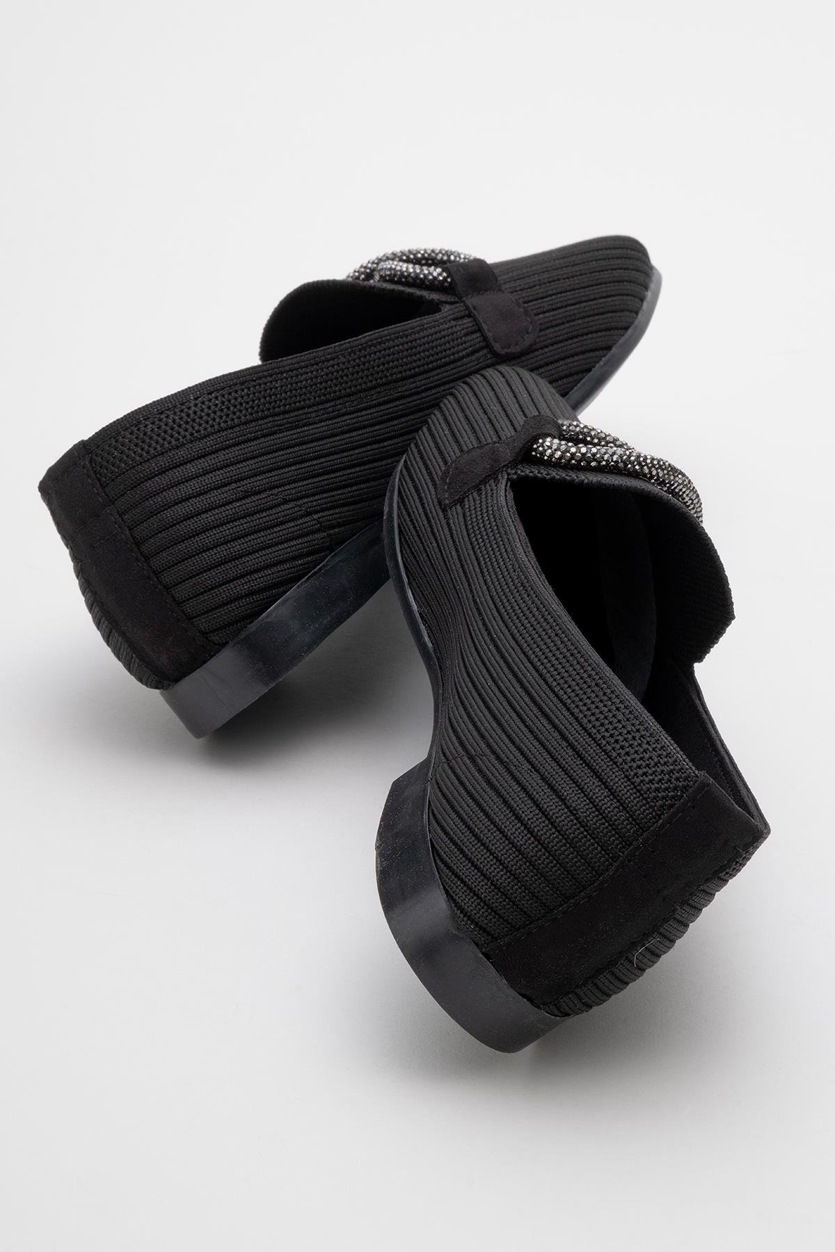 Kadın Taşlı Triko Ayakkabı SİYAH - Görsel 5
