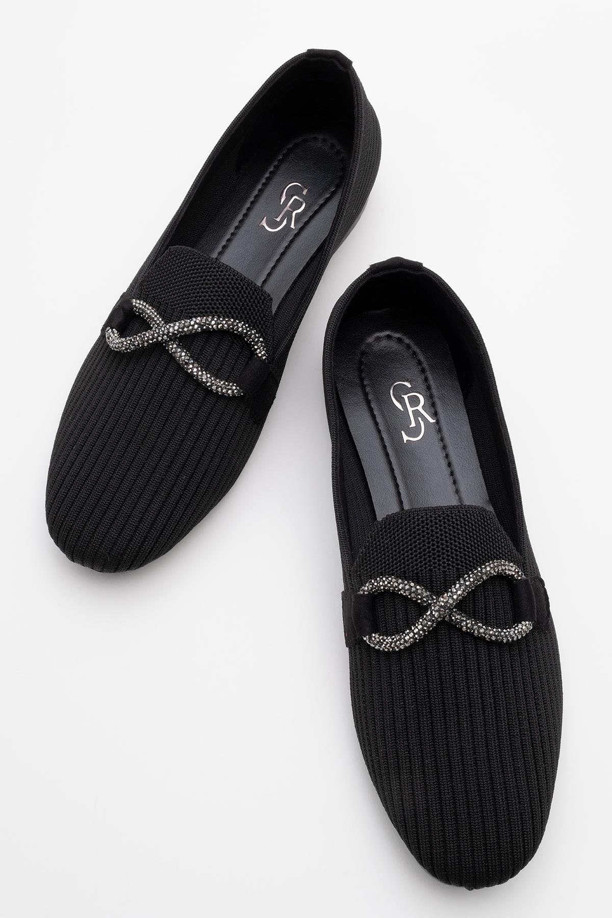 Kadın Taşlı Triko Ayakkabı SİYAH - Görsel 6