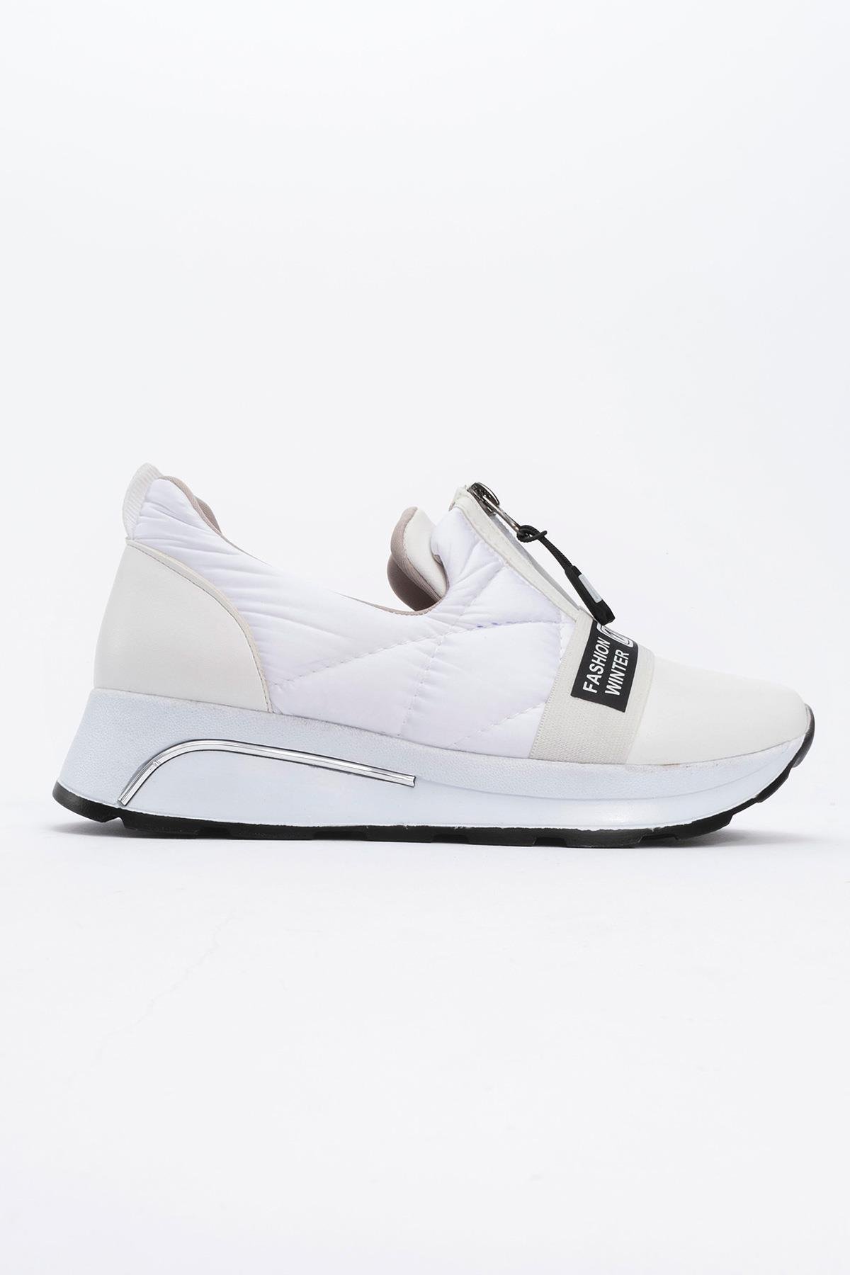 Fermuarlı Kadın Günlük Ayakkabı BEYAZ BEYAZ - Görsel 2
