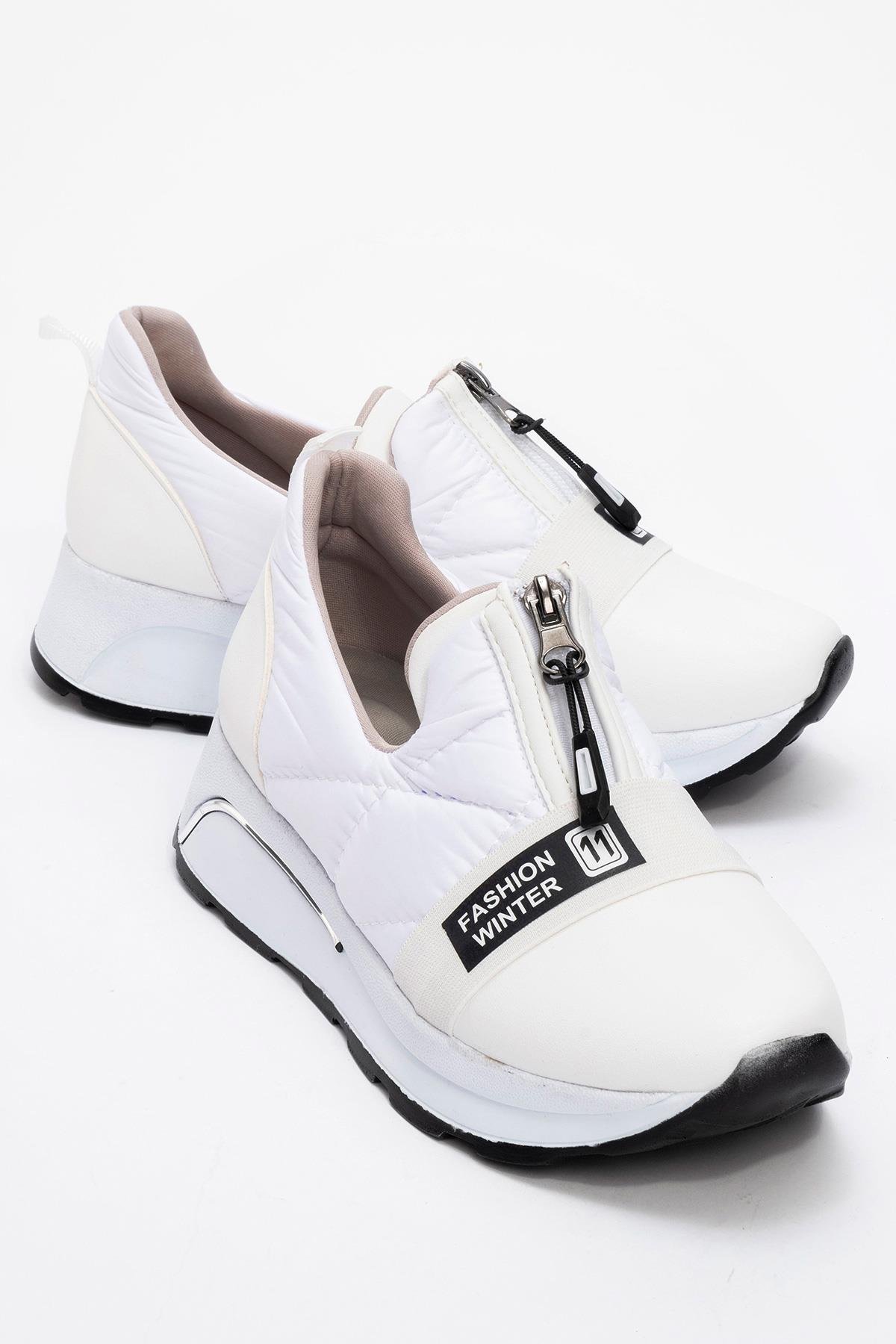Fermuarlı Kadın Günlük Ayakkabı BEYAZ BEYAZ - Görsel 3
