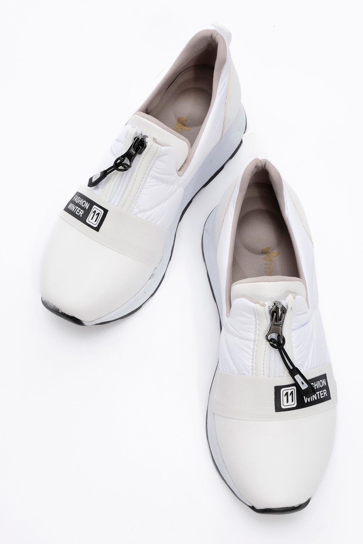 Fermuarlı Kadın Günlük Ayakkabı BEYAZ BEYAZ - Görsel 6
