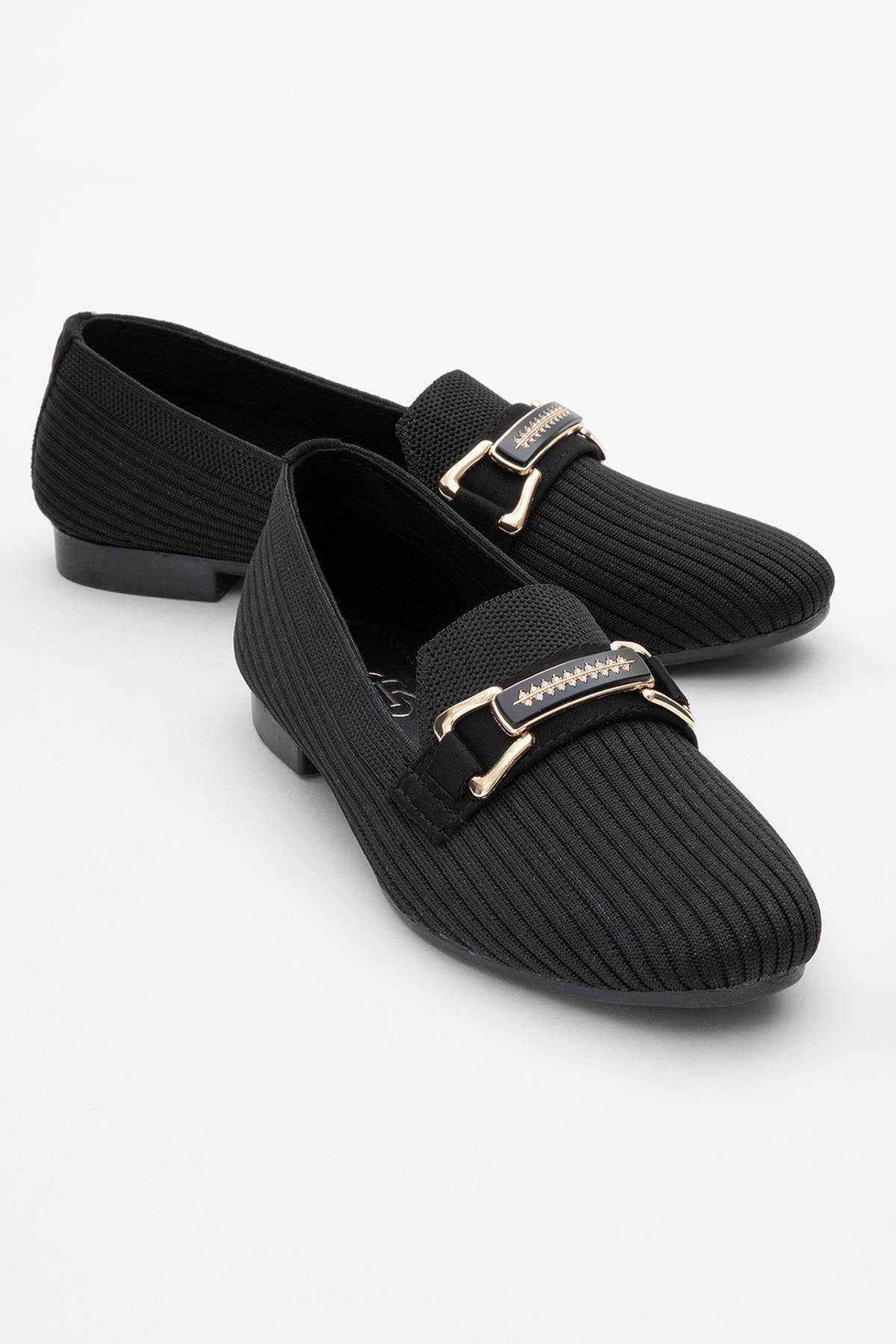 Kadın Tokalı Triko Günlük Ayakkabı SİYAH - Görsel 3
