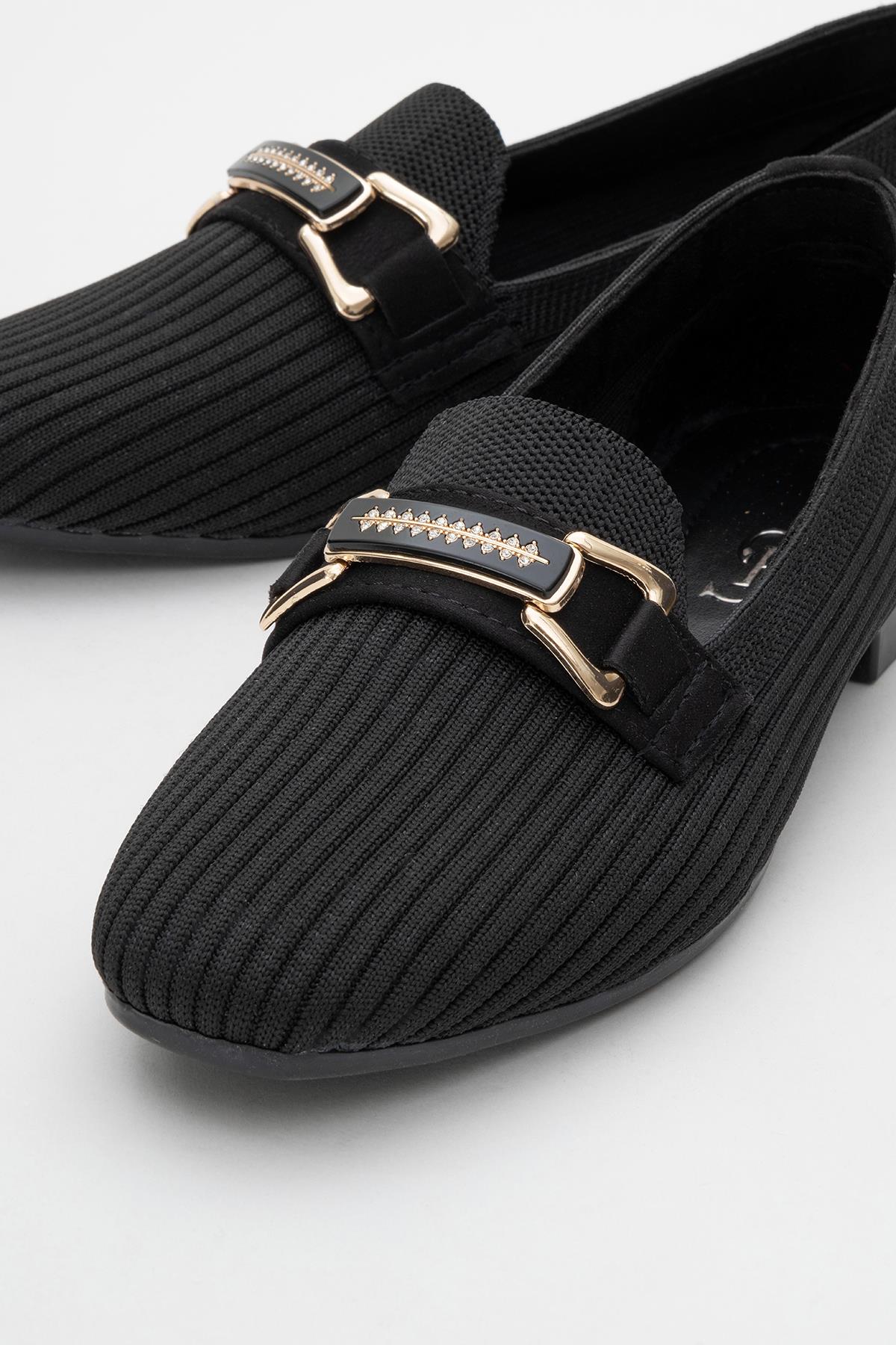 Kadın Tokalı Triko Günlük Ayakkabı SİYAH - Görsel 4