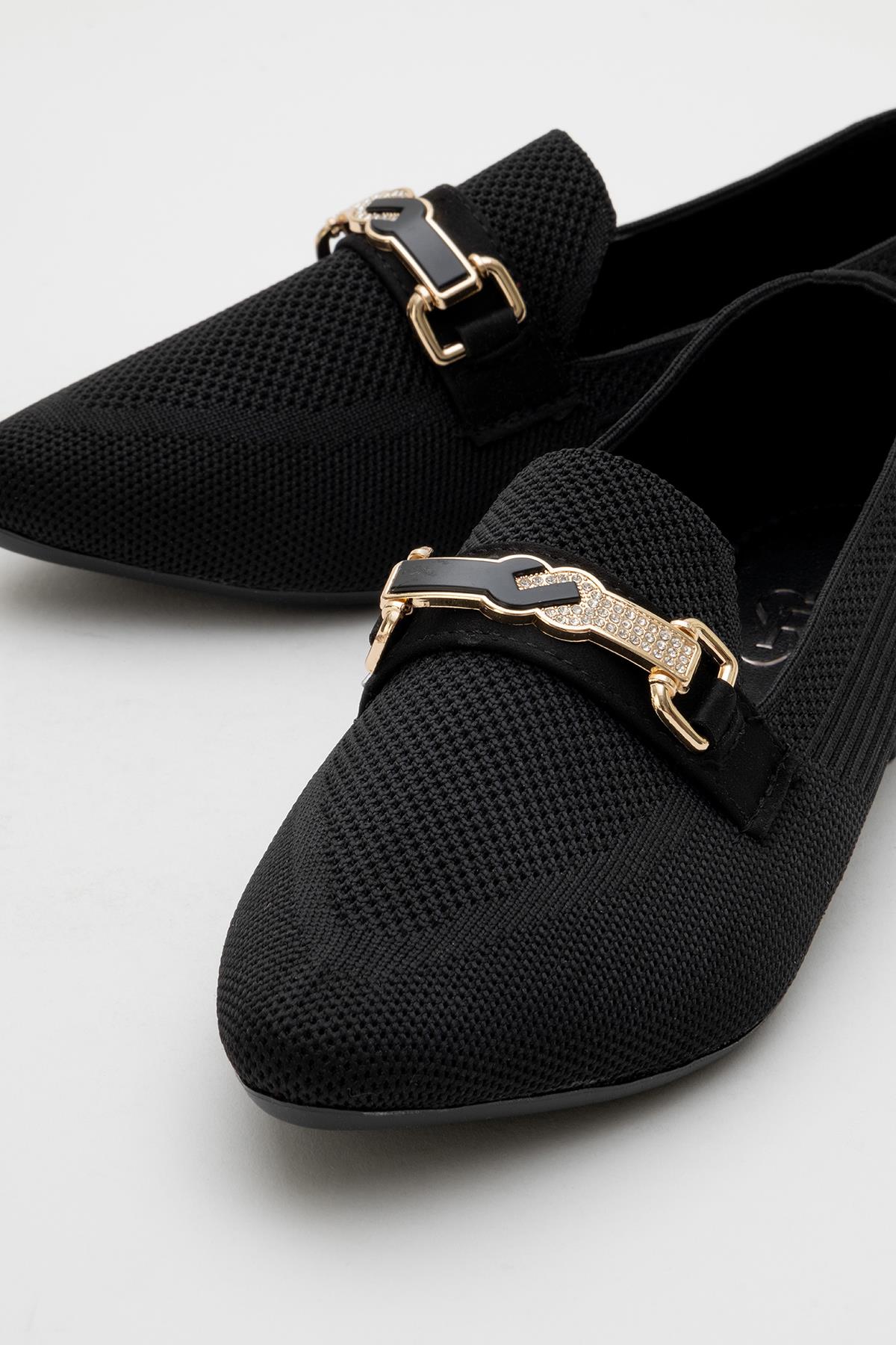 Kadın Tokalı Triko Ayakkabı SİYAH - Görsel 4