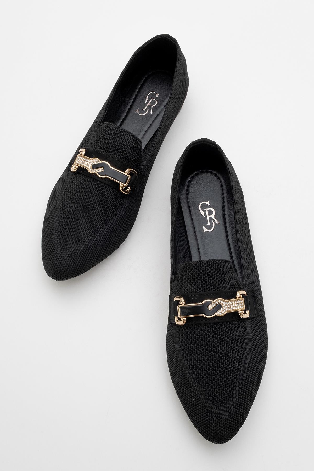 Kadın Tokalı Triko Ayakkabı SİYAH - Görsel 6