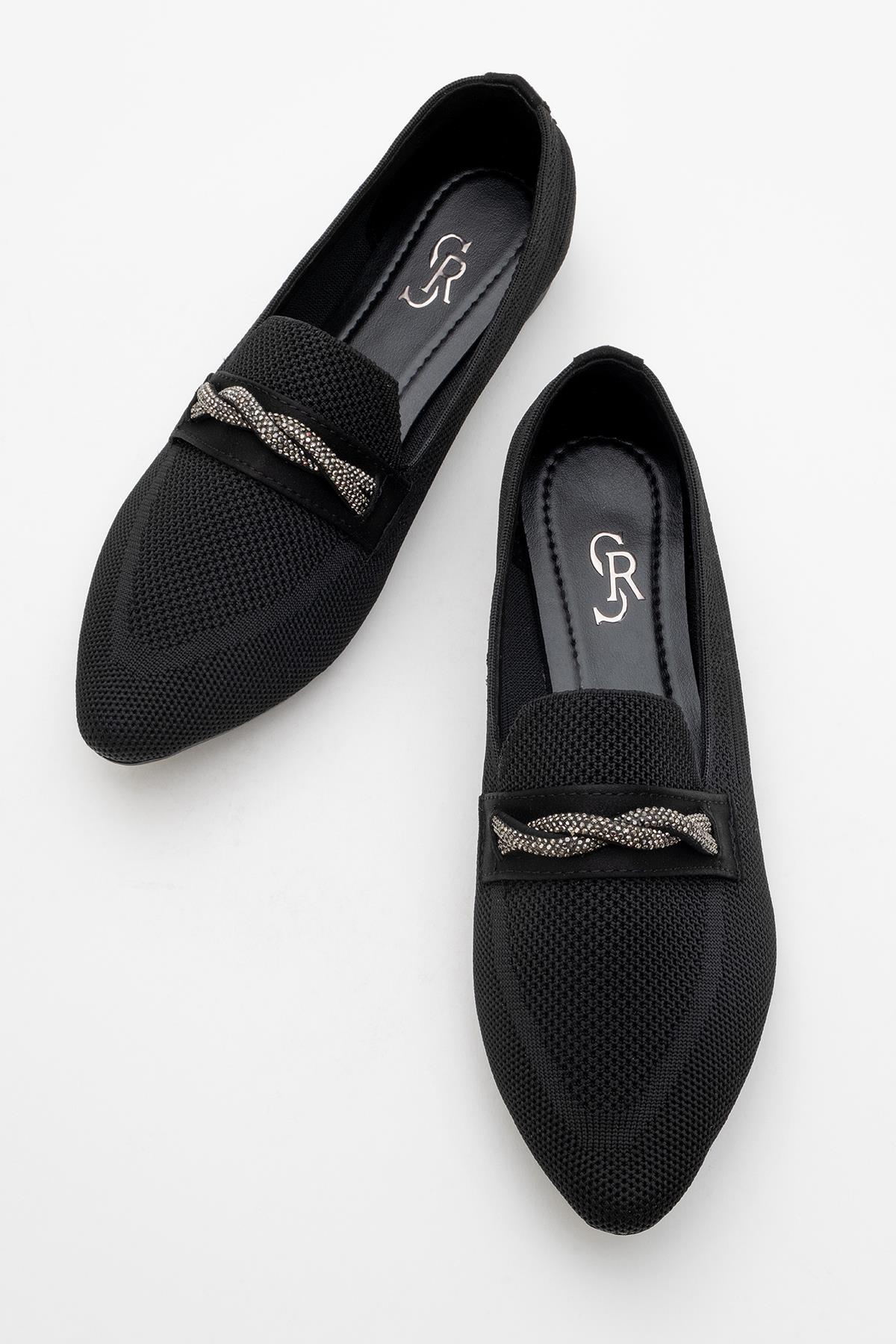 Kadın Tokalı Triko Ayakkabı SİYAH - Görsel 4