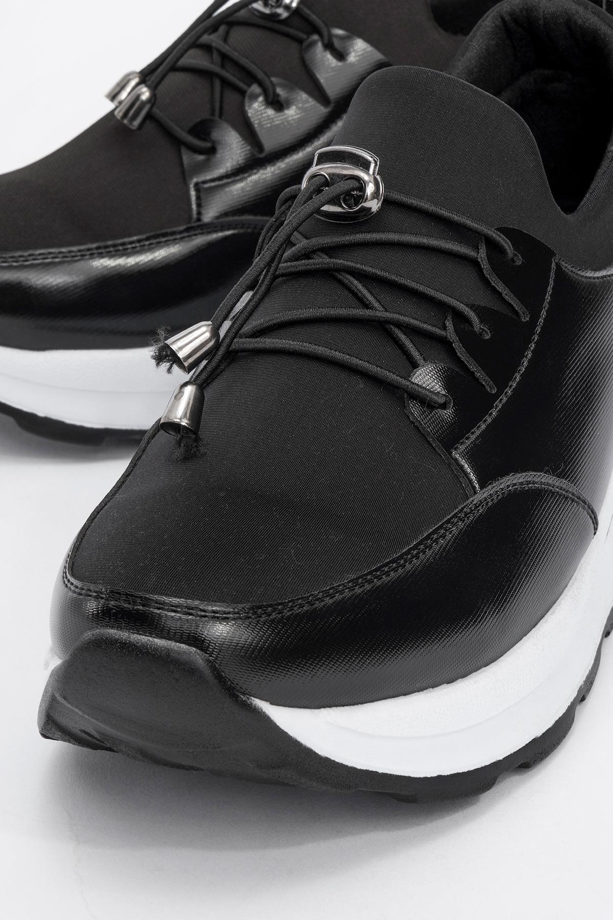 Bağcıklı Kadın Günlük Ayakkabı SİYAH BEYAZ - Görsel 4