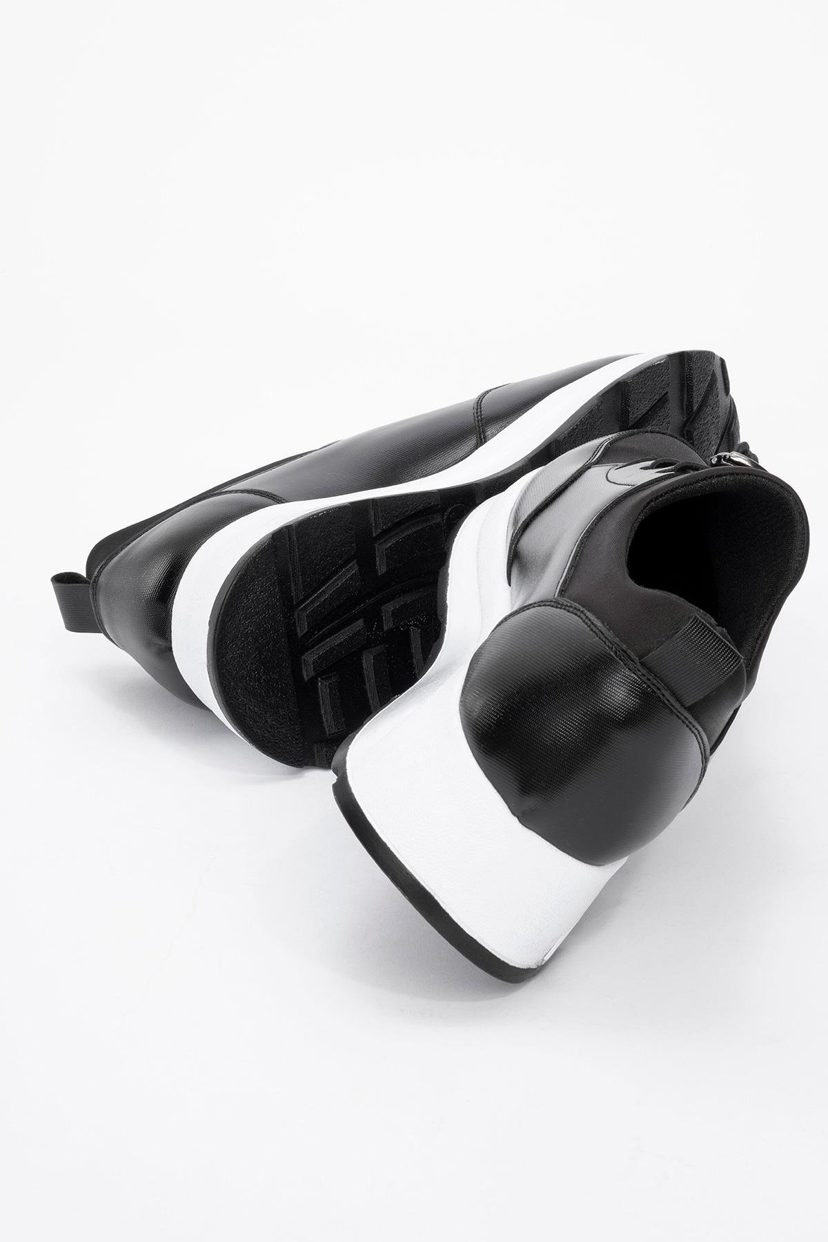 Bağcıklı Kadın Günlük Ayakkabı SİYAH BEYAZ - Görsel 5