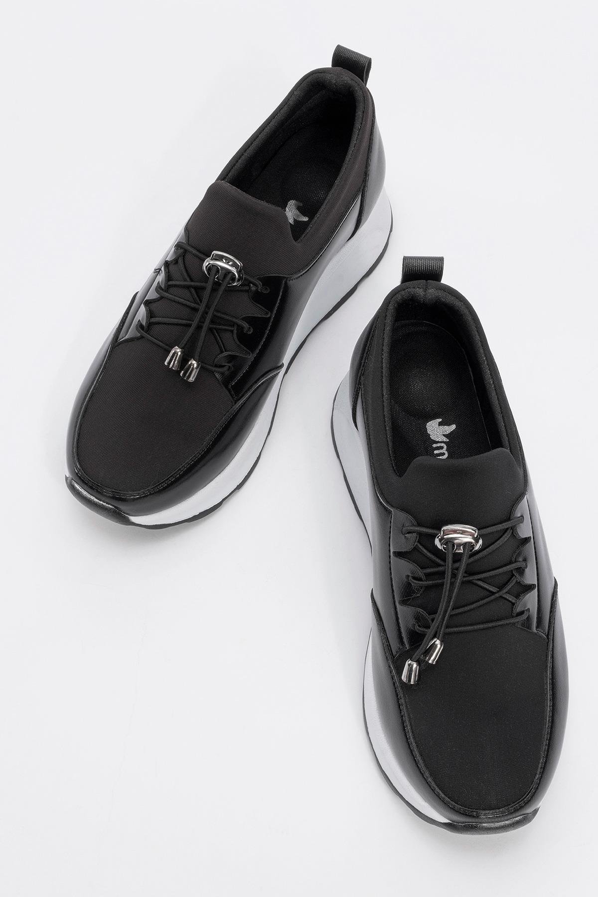 Bağcıklı Kadın Günlük Ayakkabı SİYAH BEYAZ - Görsel 6