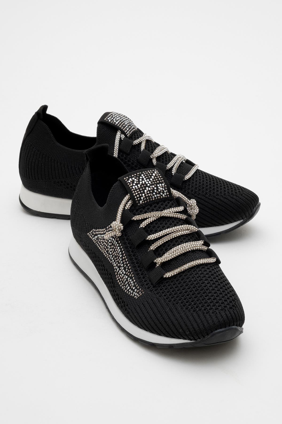 Kadın Taşlı Triko Günlük Ayakkabı SİYAH - Görsel 3