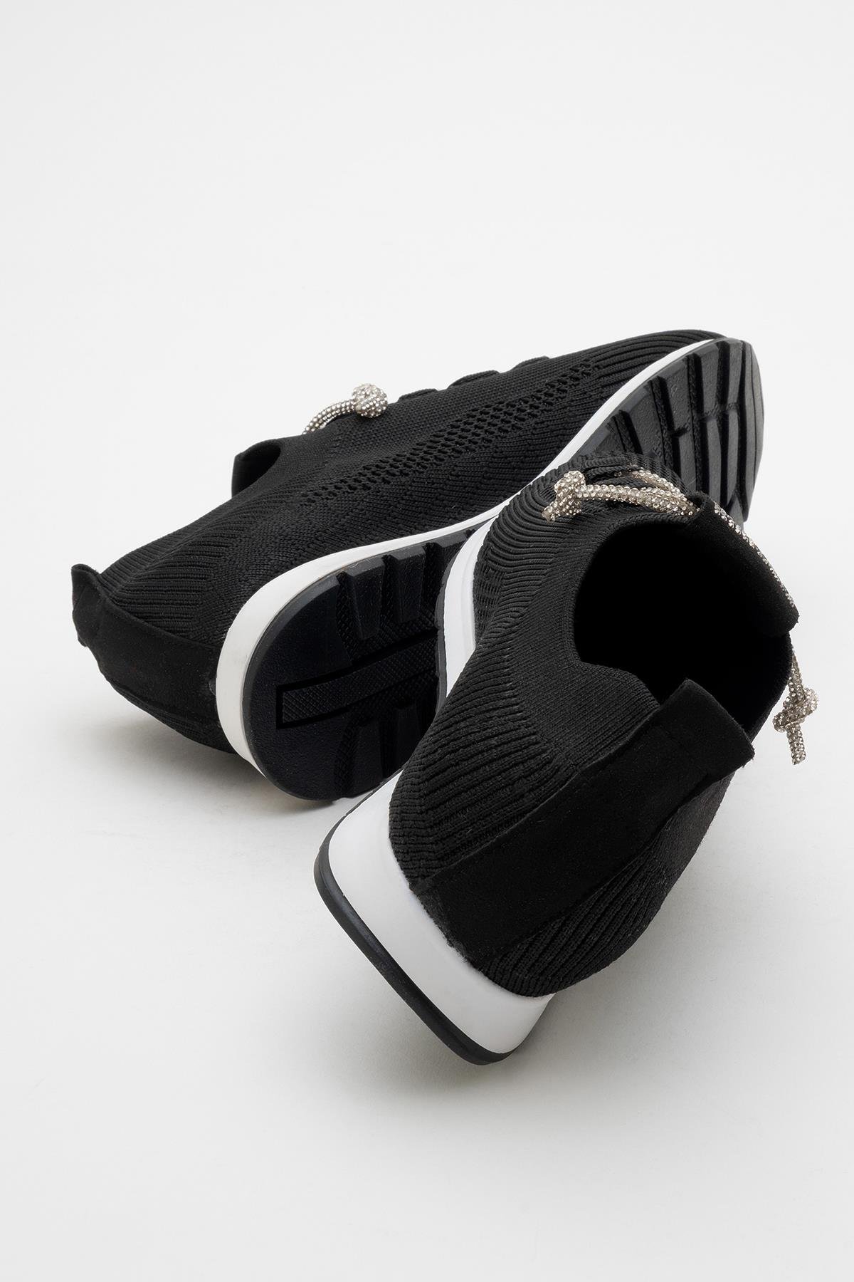 Kadın Taşlı Triko Günlük Ayakkabı SİYAH - Görsel 5
