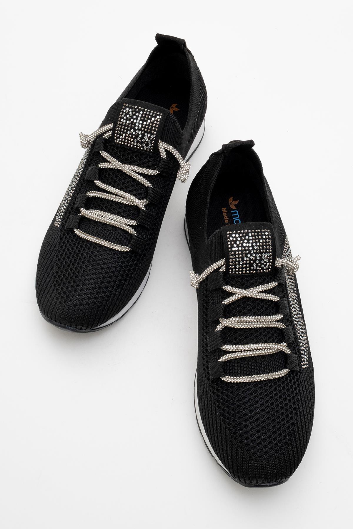 Kadın Taşlı Triko Günlük Ayakkabı SİYAH - Görsel 6
