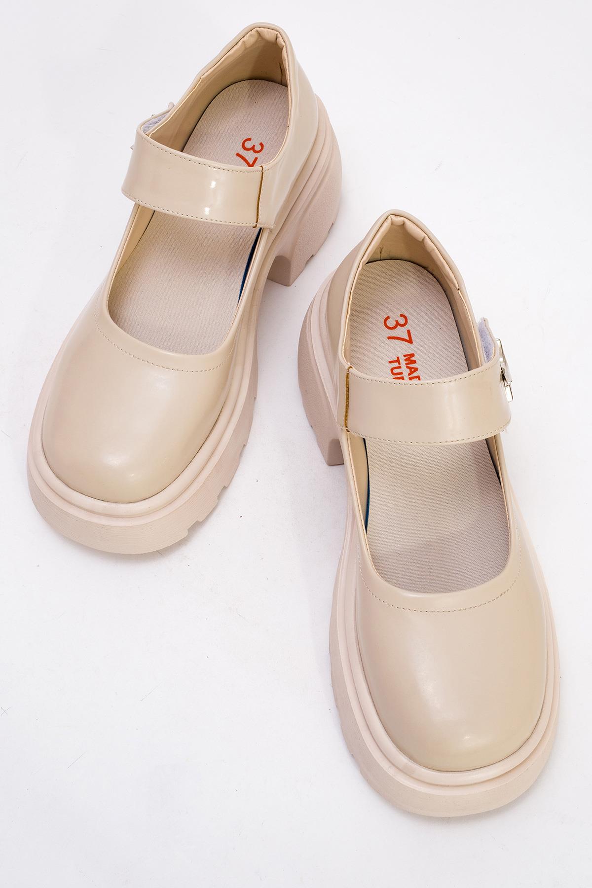 Kadın Cırtlı Günlük Ayakkabı BEJ RUGAN - Görsel 6