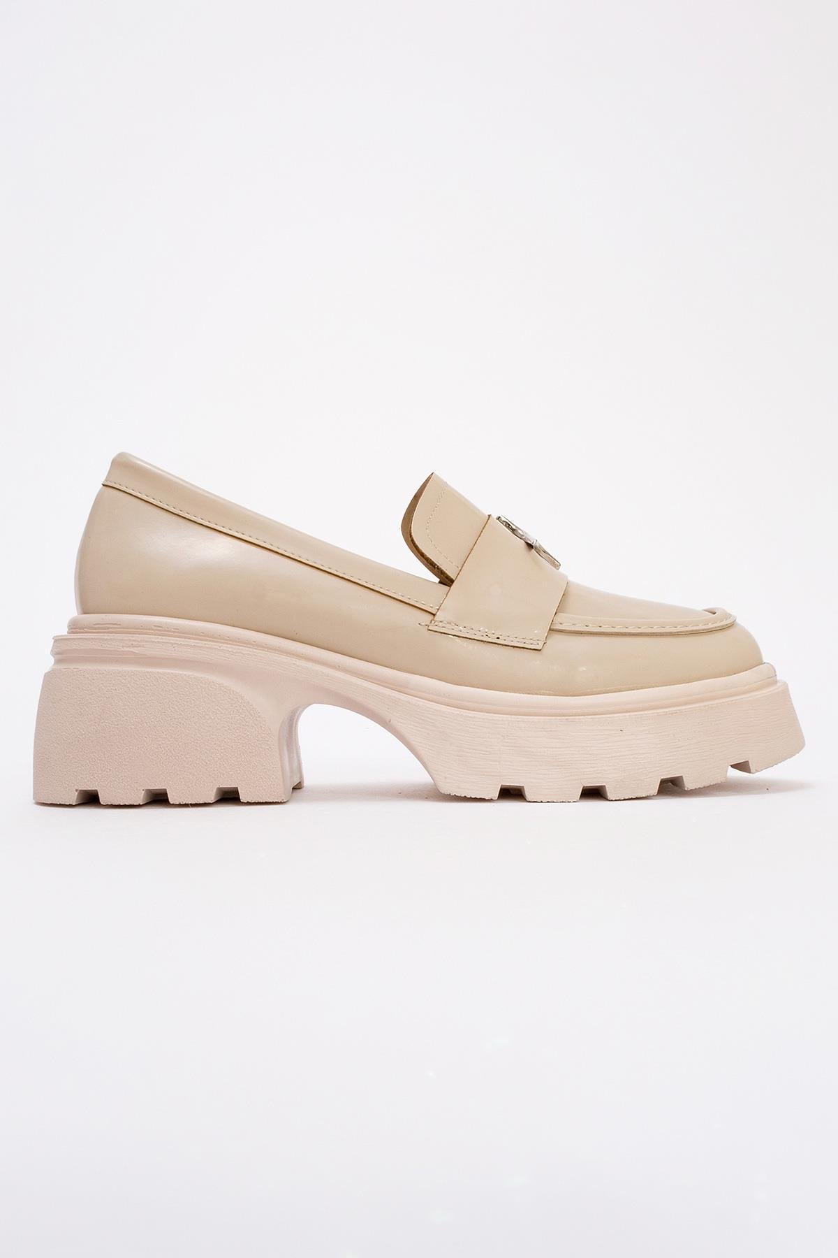 Kadın Yıldız Armalı Loafer Ayakkabı BEJ RUGAN - Görsel 2