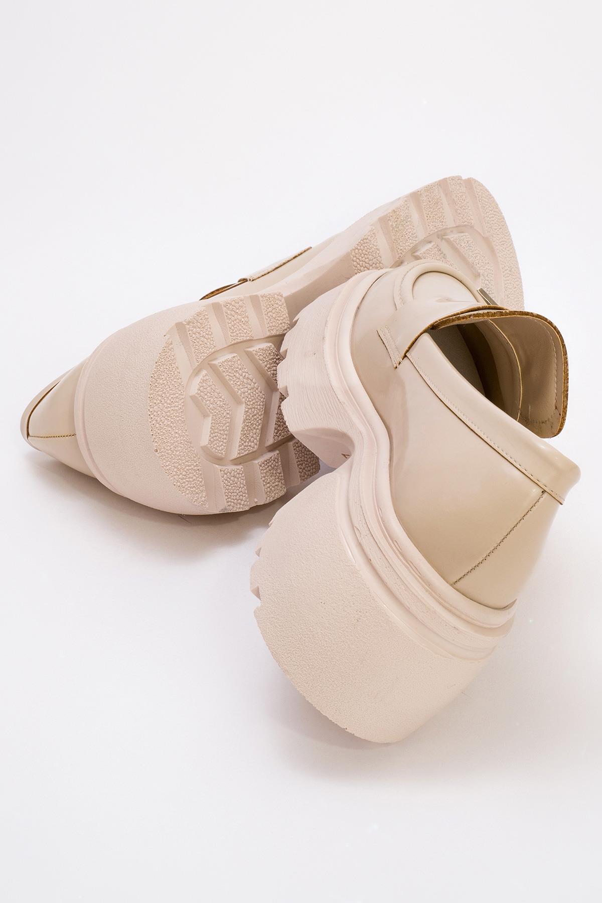 Kadın Yıldız Armalı Loafer Ayakkabı BEJ RUGAN - Görsel 5