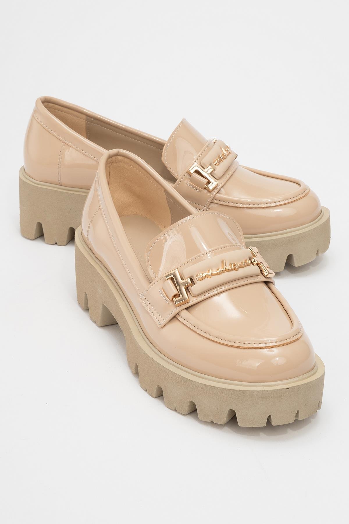 Kadın Tokalı Loafer Ayakkabı BEJ RUGAN - Görsel 3