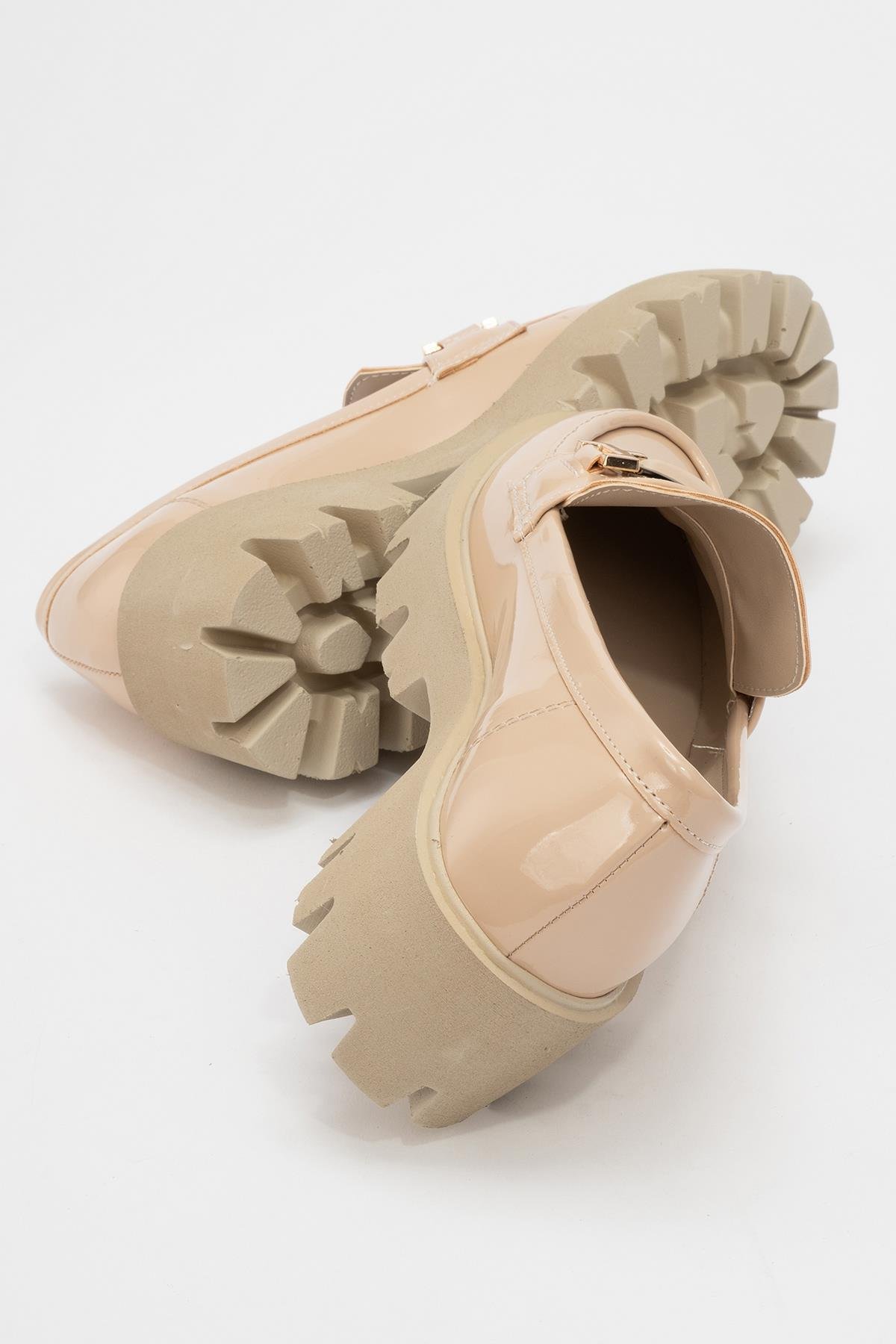 Kadın Tokalı Loafer Ayakkabı BEJ RUGAN - Görsel 5