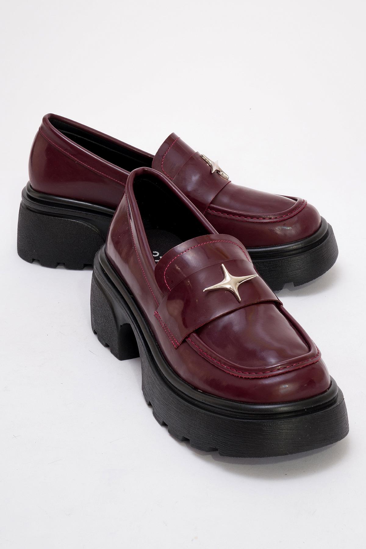 Kadın Yıldız Armalı Loafer Ayakkabı BORDO RUGAN - Görsel 3