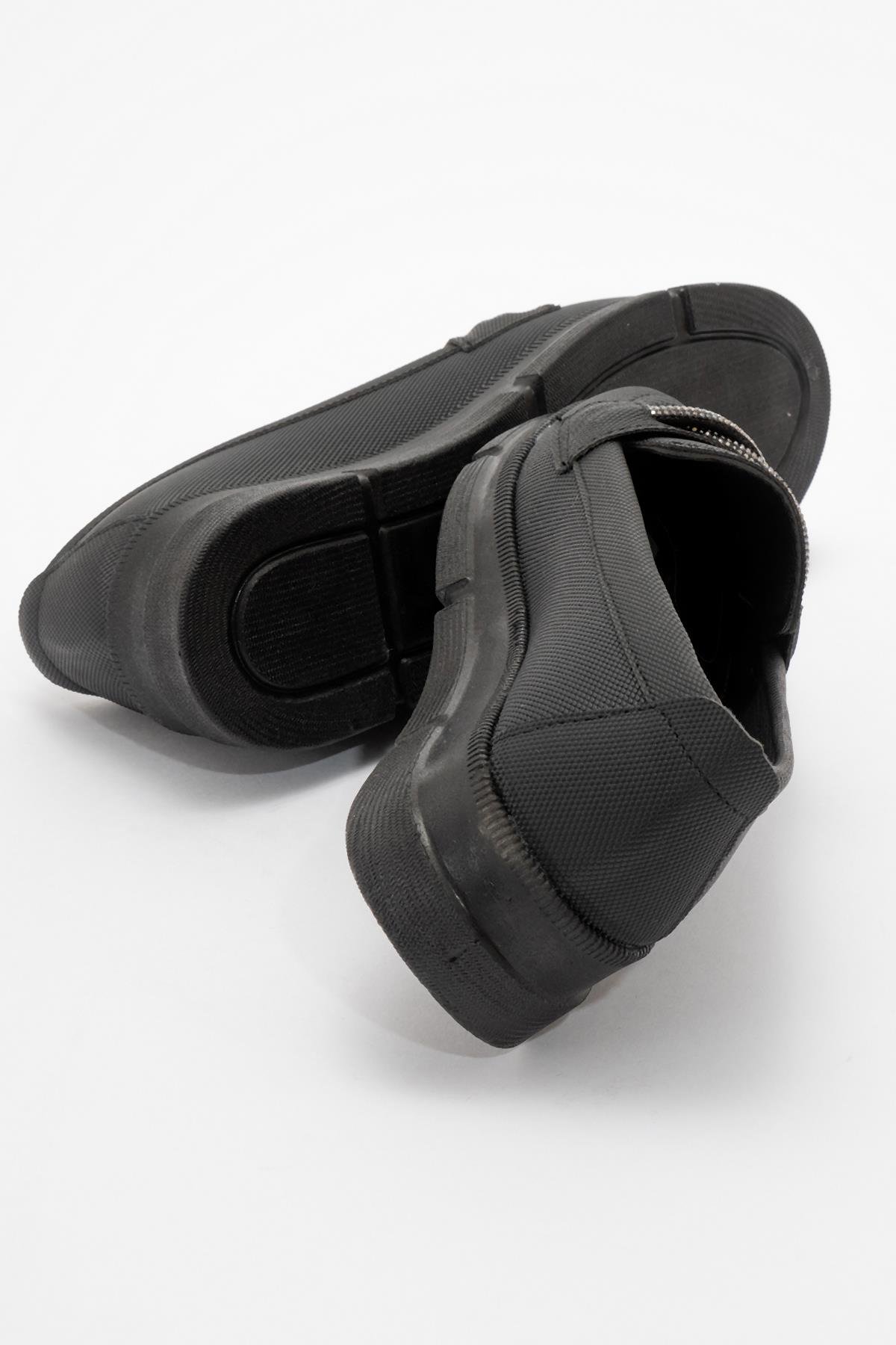 Kadın Dolama Taşlı Günlük Babet SİYAH KOT - Görsel 5