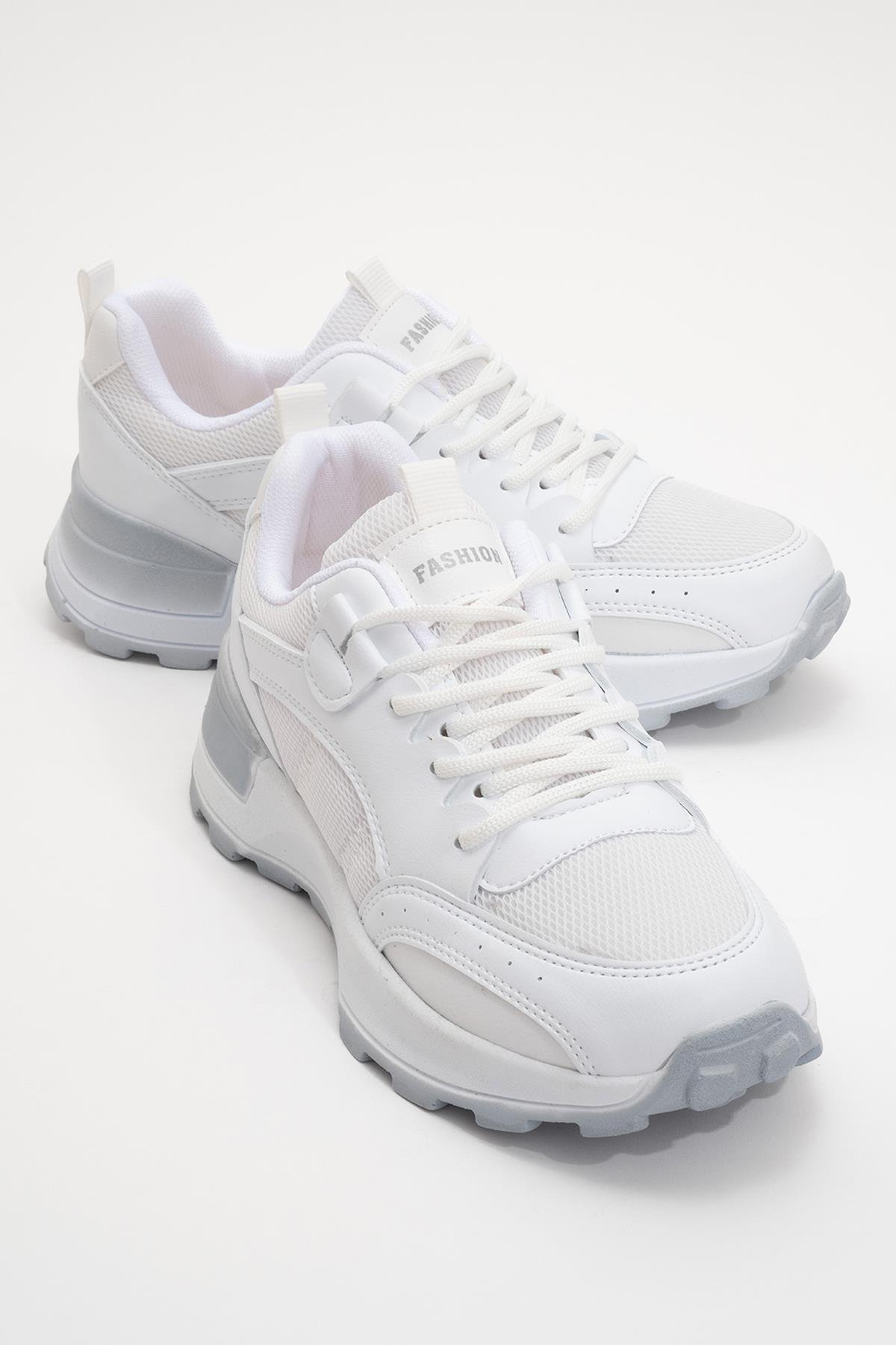 Kadın Spor Ayakkabı BEYAZ GRİ - Görsel 2