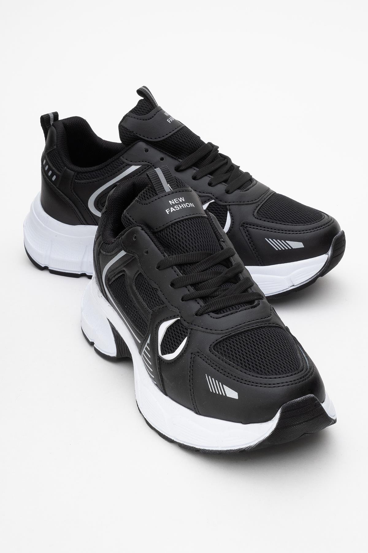 Bağcıklı Anorak Kadın Spor Ayakkabı SİYAH BEYAZ - Görsel 2