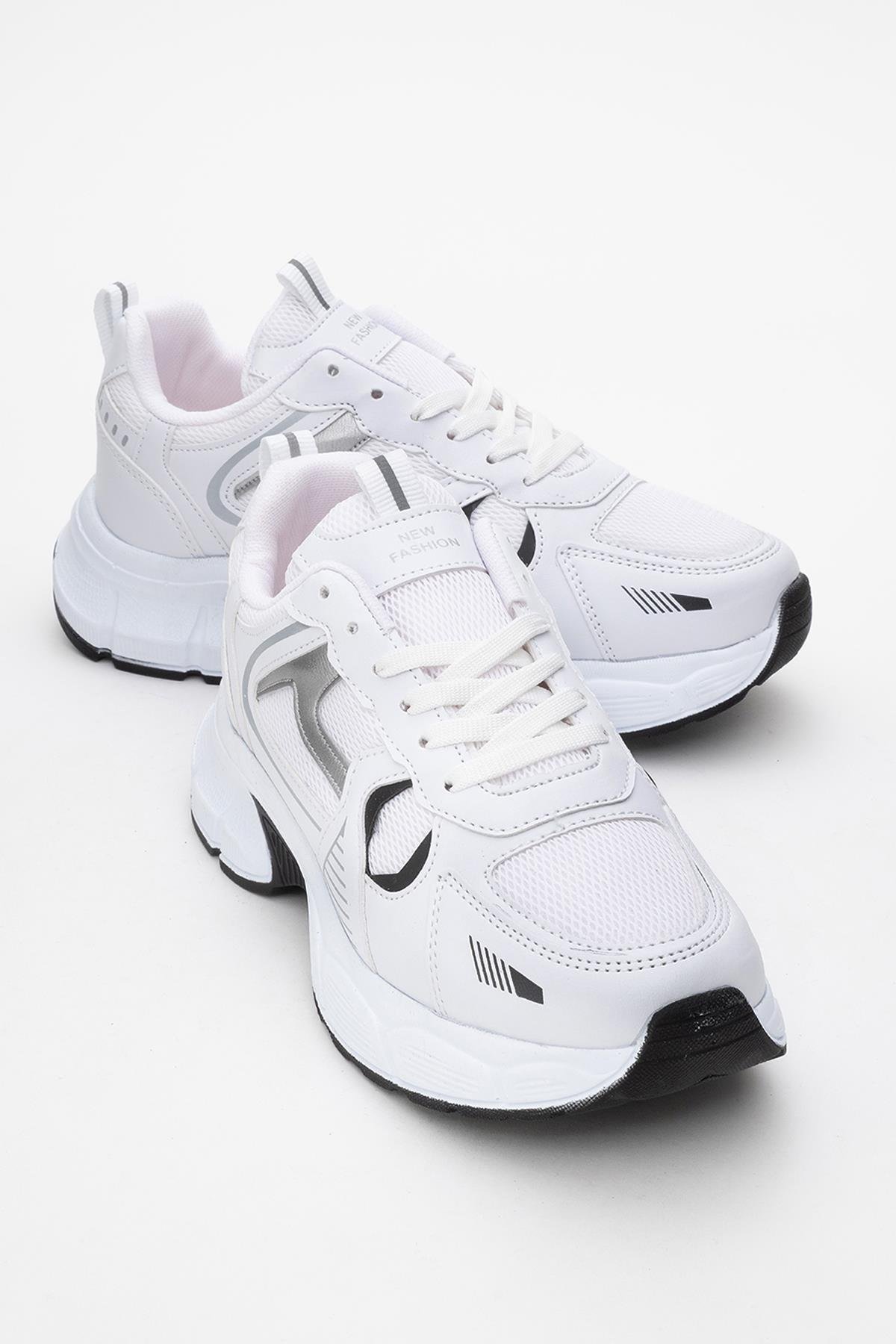 Bağcıklı Anorak Kadın Spor Ayakkabı BEYAZ SİYAH - Görsel 2