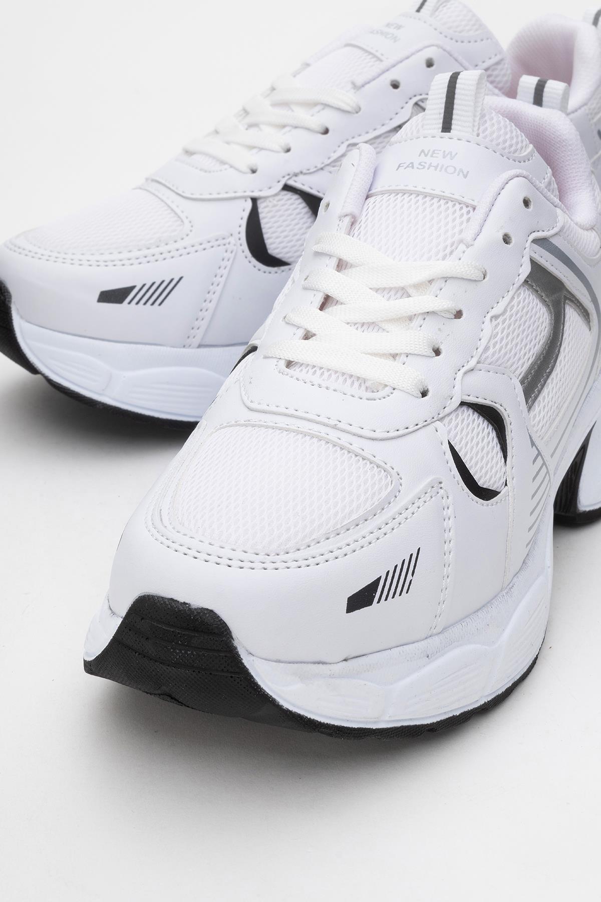 Bağcıklı Anorak Kadın Spor Ayakkabı BEYAZ SİYAH - Görsel 4