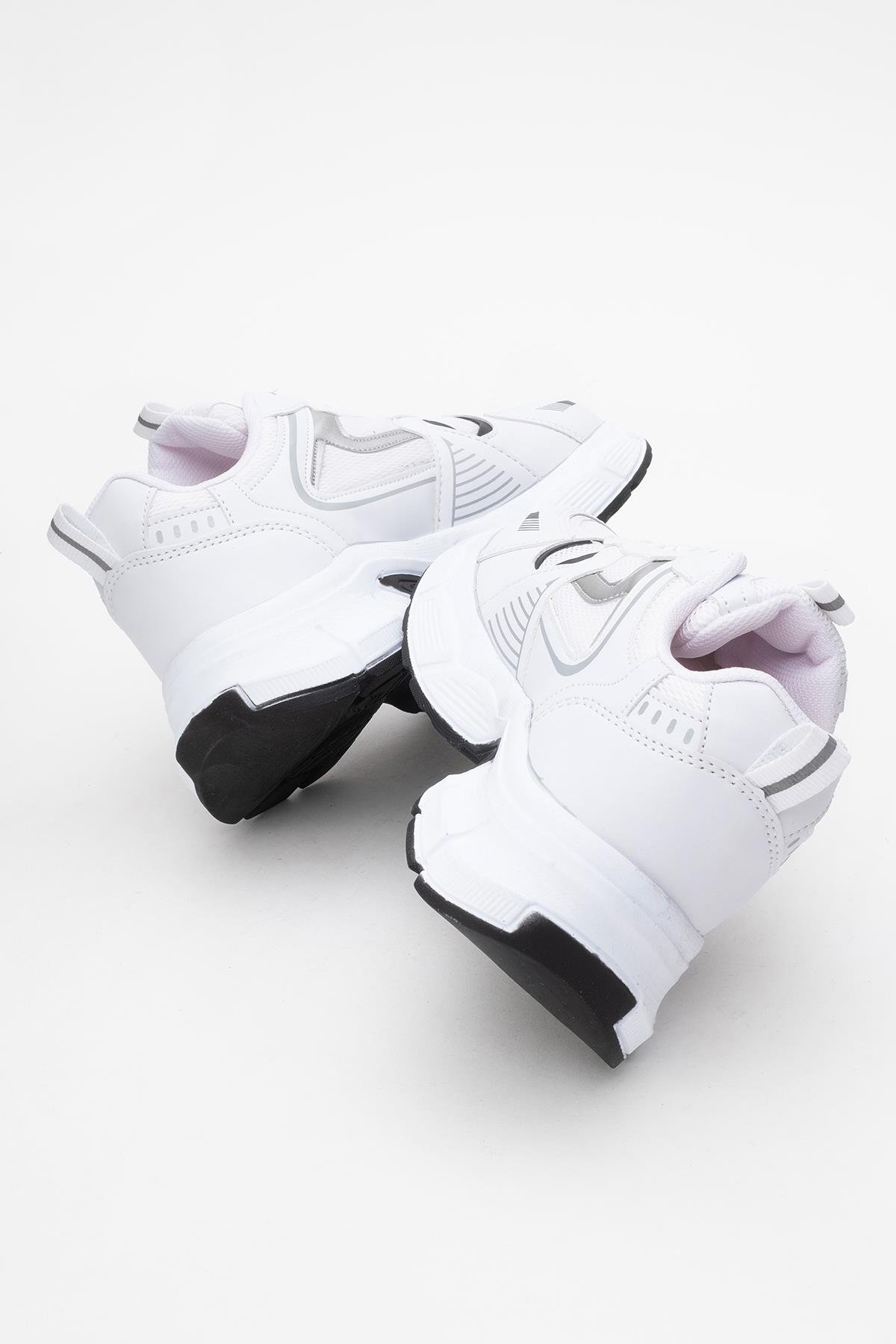 Bağcıklı Anorak Kadın Spor Ayakkabı BEYAZ SİYAH - Görsel 5