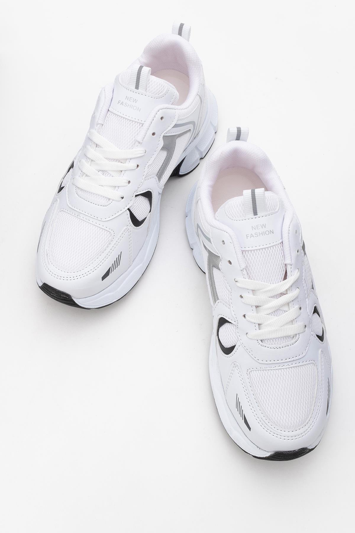 Bağcıklı Anorak Kadın Spor Ayakkabı BEYAZ SİYAH - Görsel 6