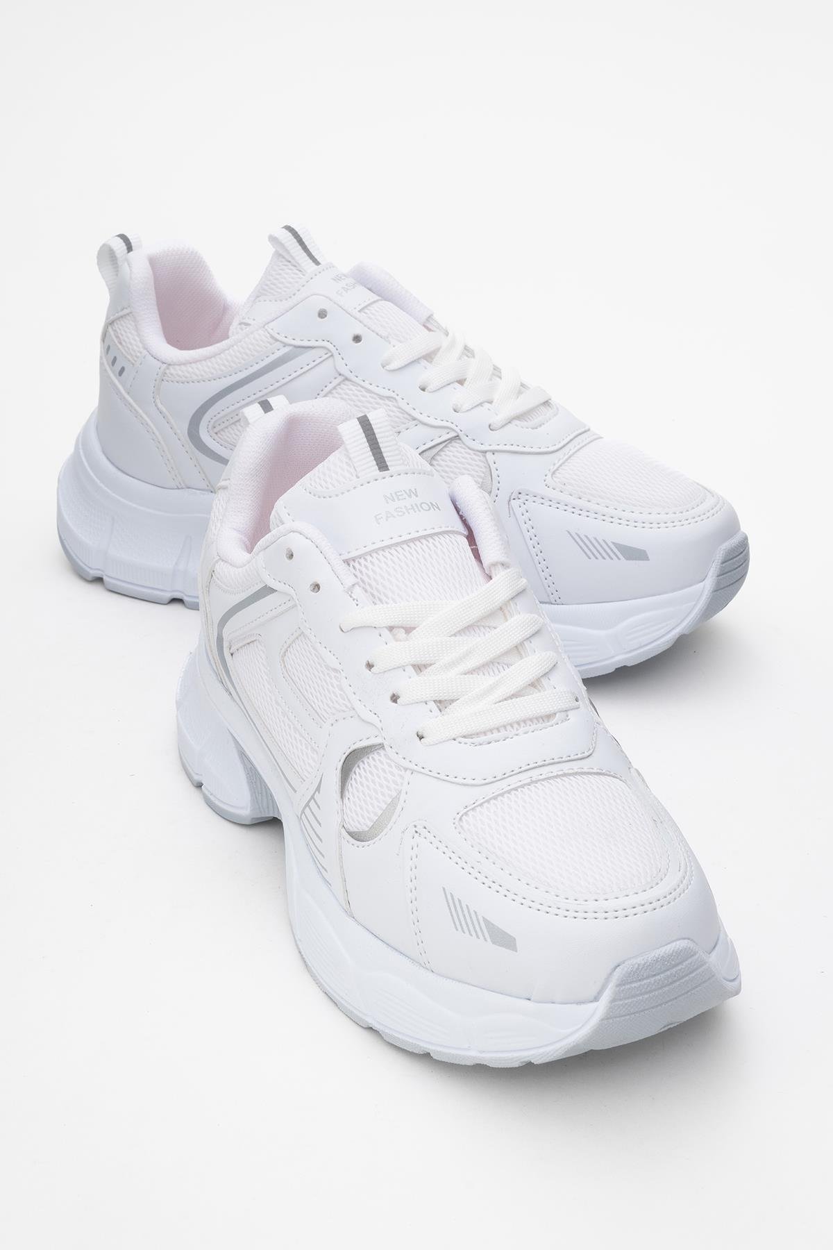 Bağcıklı Anorak Kadın Spor Ayakkabı BEYAZ GÜMÜŞ - Görsel 2