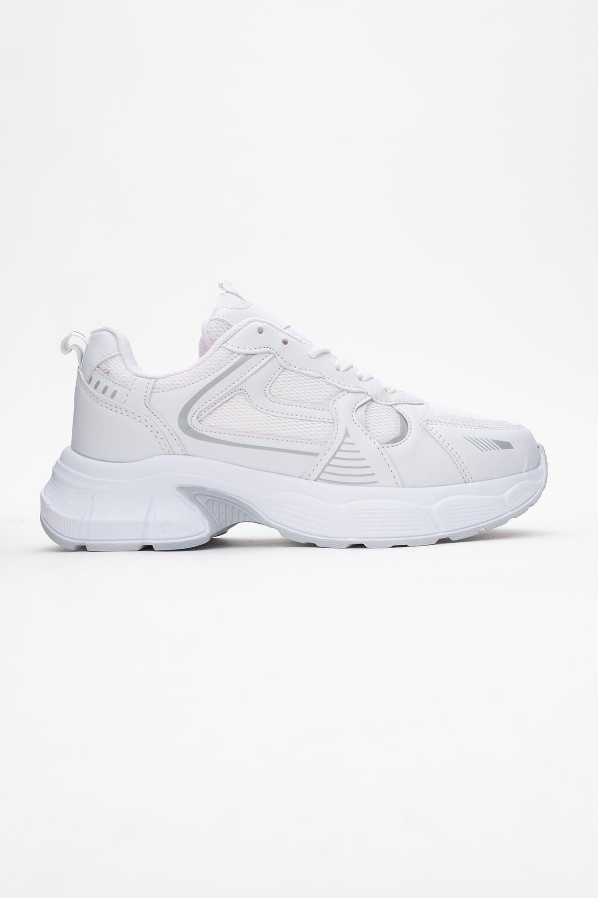 Bağcıklı Anorak Kadın Spor Ayakkabı BEYAZ GÜMÜŞ - Görsel 3