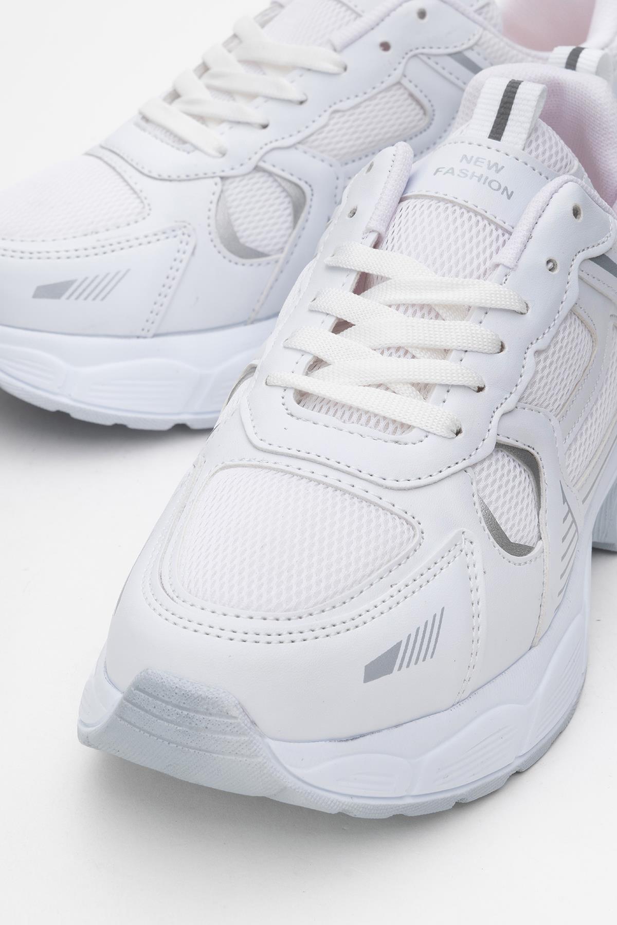 Bağcıklı Anorak Kadın Spor Ayakkabı BEYAZ GÜMÜŞ - Görsel 4