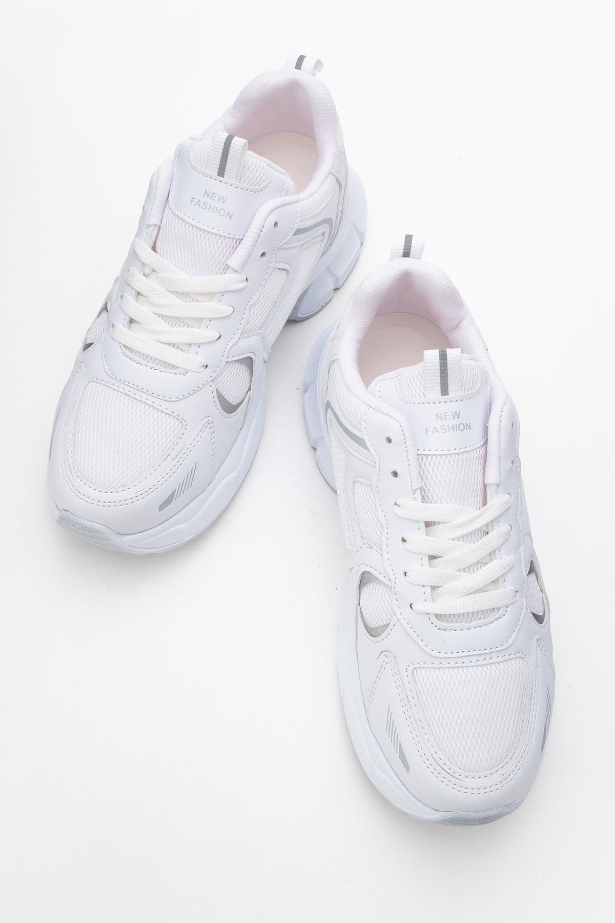 Bağcıklı Anorak Kadın Spor Ayakkabı BEYAZ GÜMÜŞ - Görsel 6