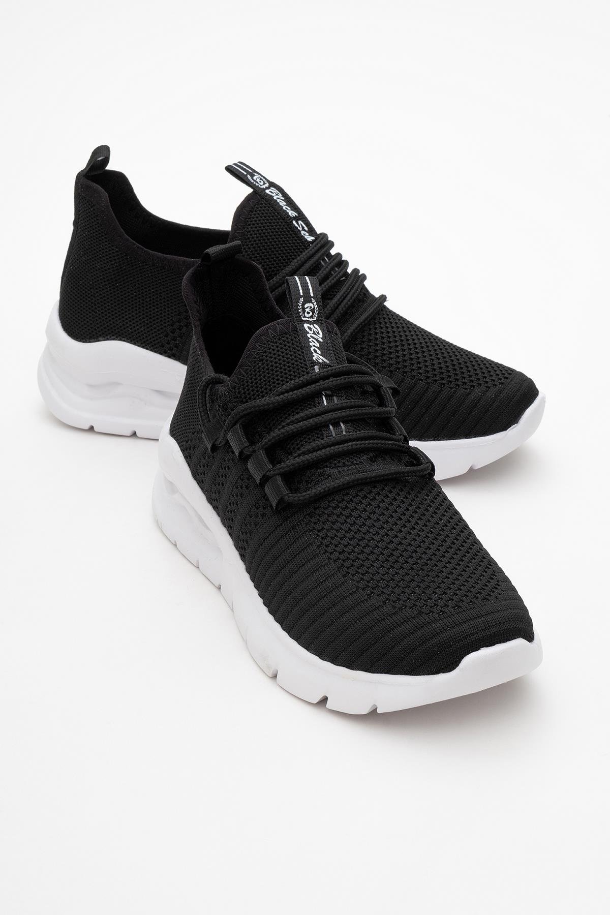 Kadın Triko Spor Ayakkabı SİYAH BEYAZ - Görsel 2