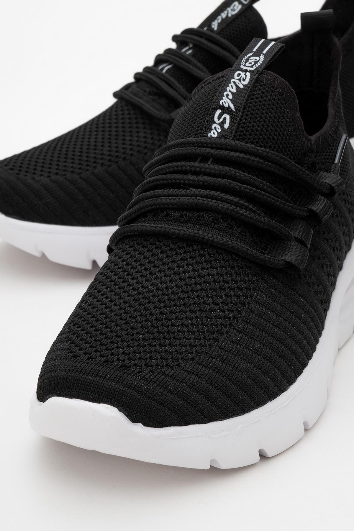 Kadın Triko Spor Ayakkabı SİYAH BEYAZ - Görsel 4
