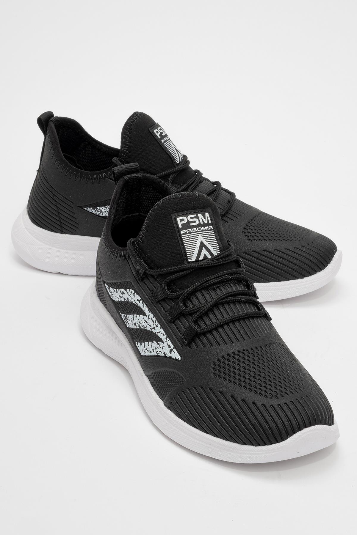 Erkek Triko Spor Ayakkabı SİYAH BEYAZ - Görsel 2
