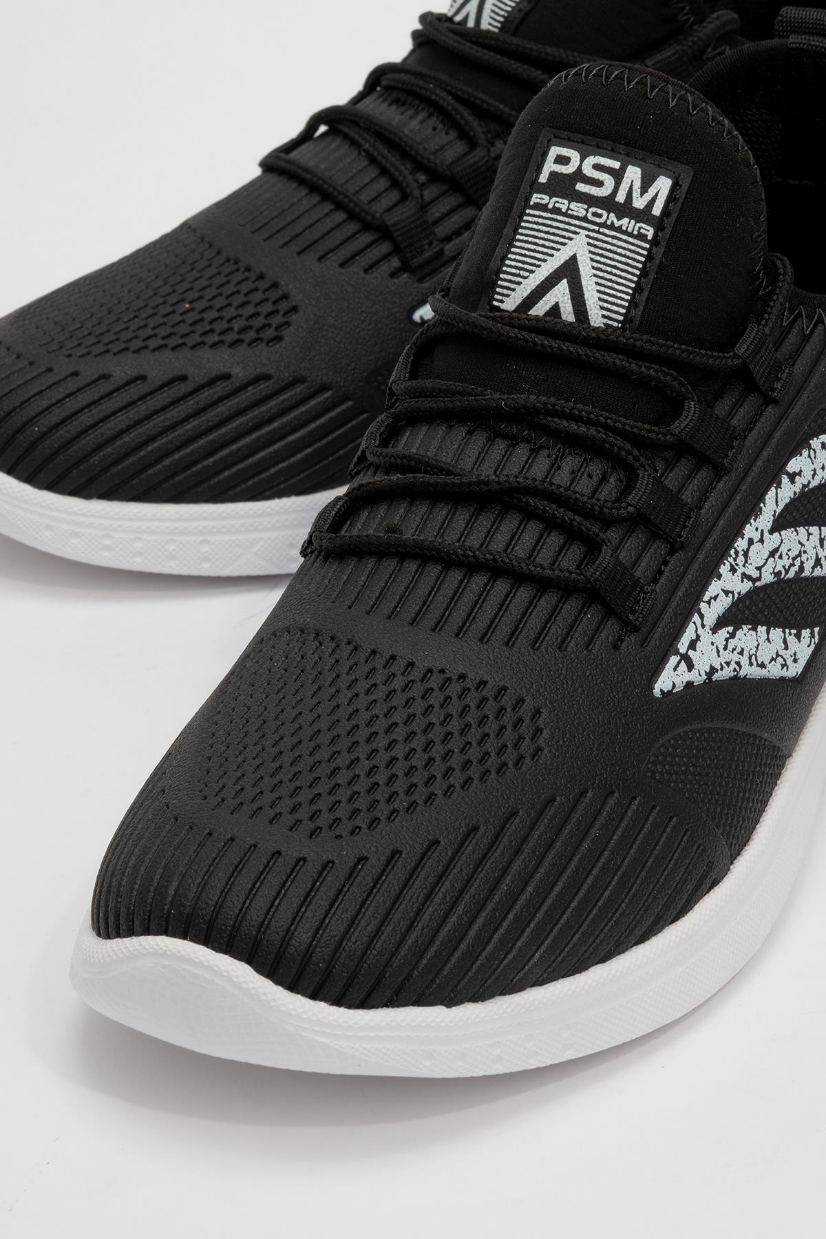 Erkek Triko Spor Ayakkabı SİYAH BEYAZ - Görsel 4