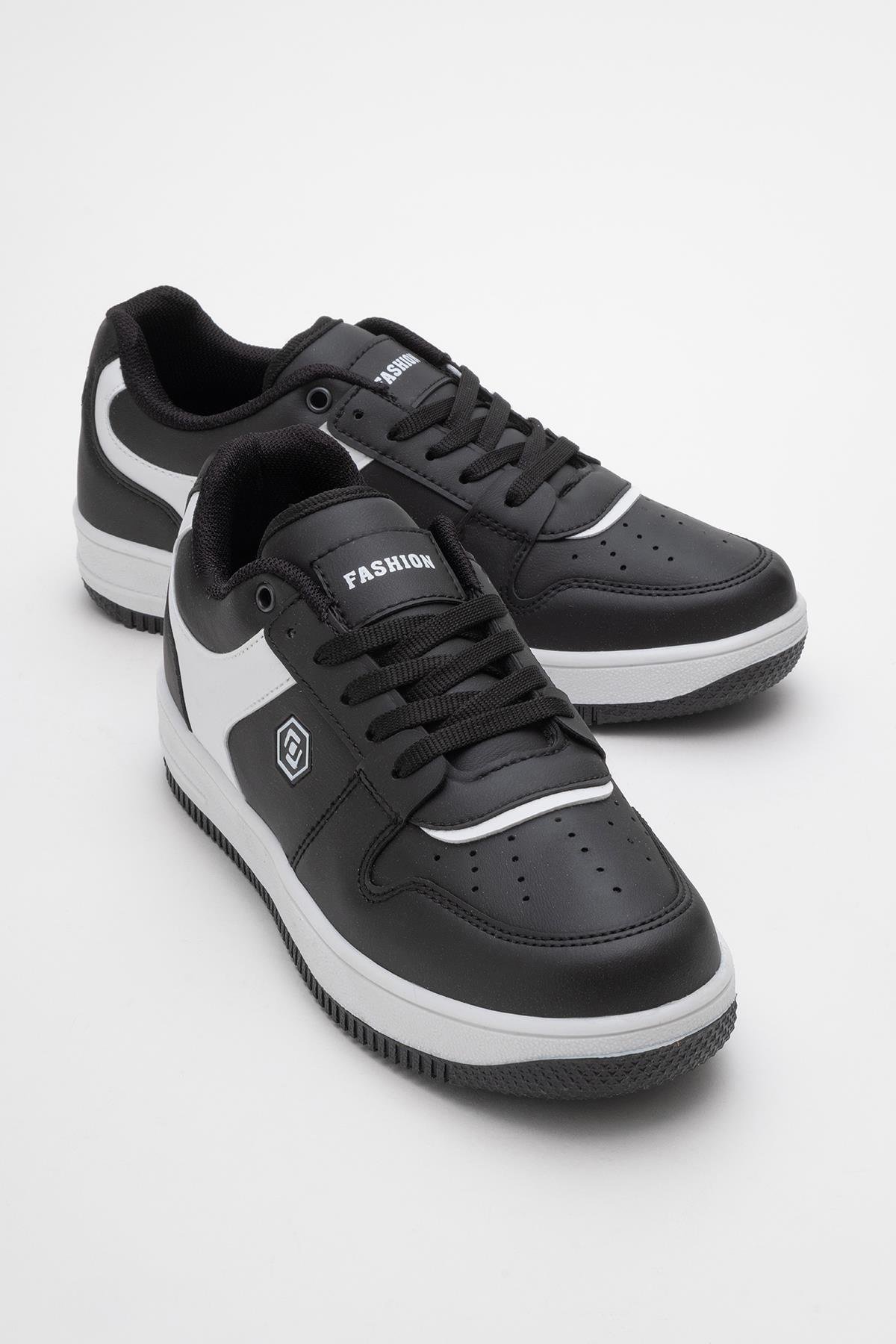 Bağcıklı Kadın Spor Ayakkabı SİYAH BEYAZ - Görsel 2