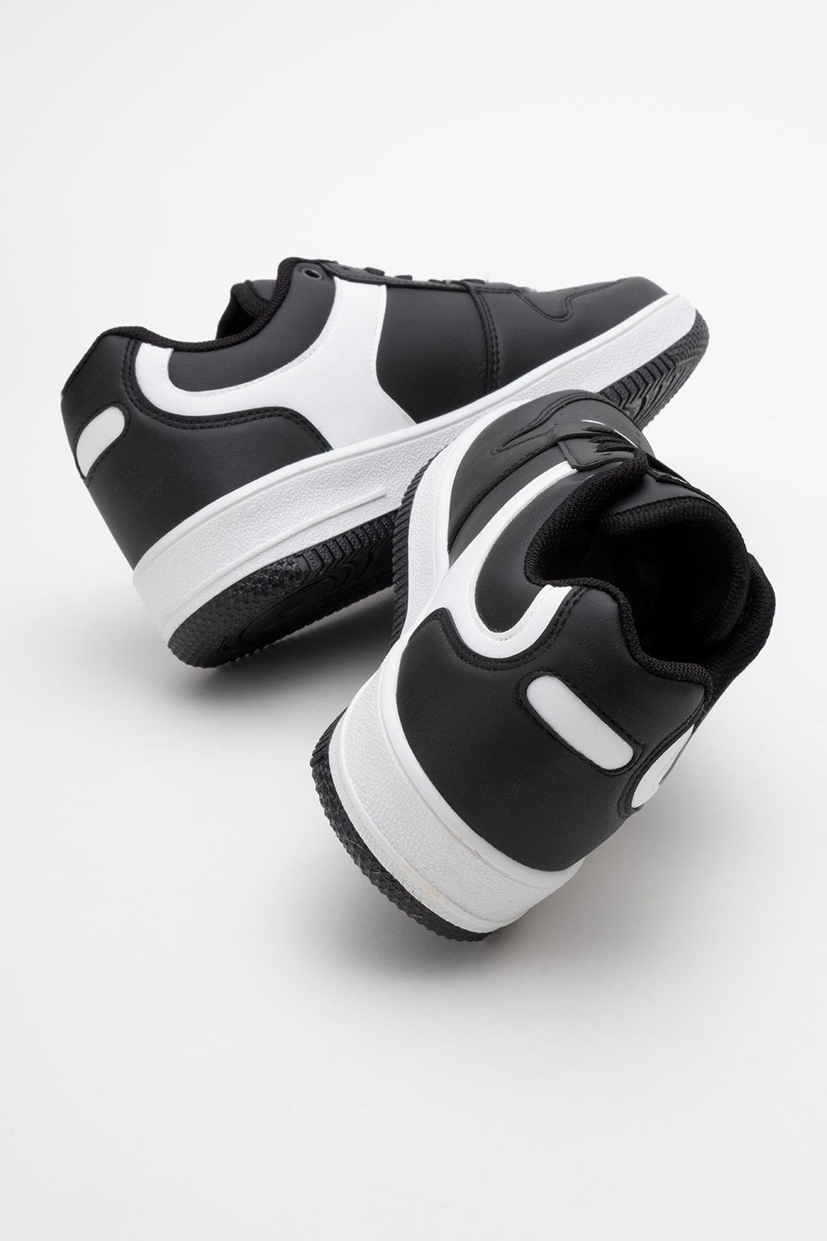 Bağcıklı Kadın Spor Ayakkabı SİYAH BEYAZ - Görsel 5
