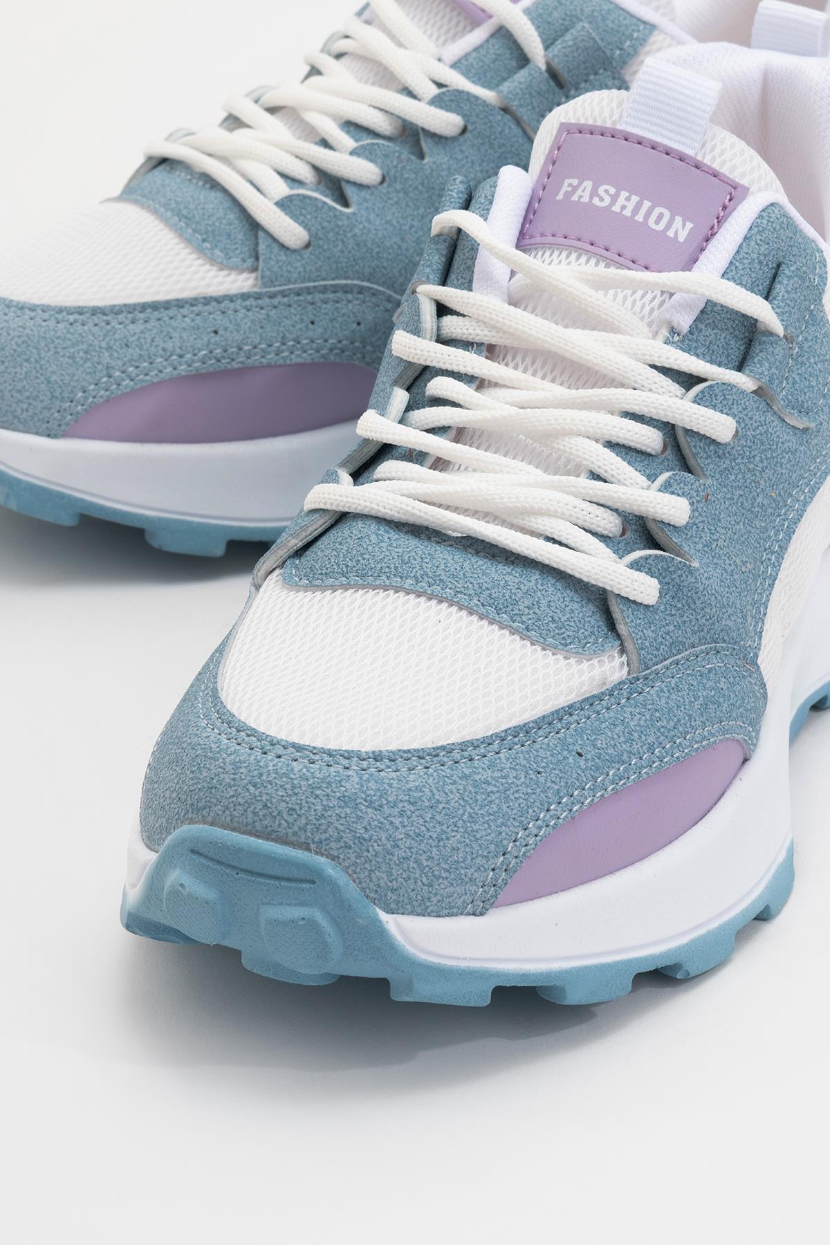 Kadın Spor Ayakkabı MAVİ BEYAZ - Görsel 4