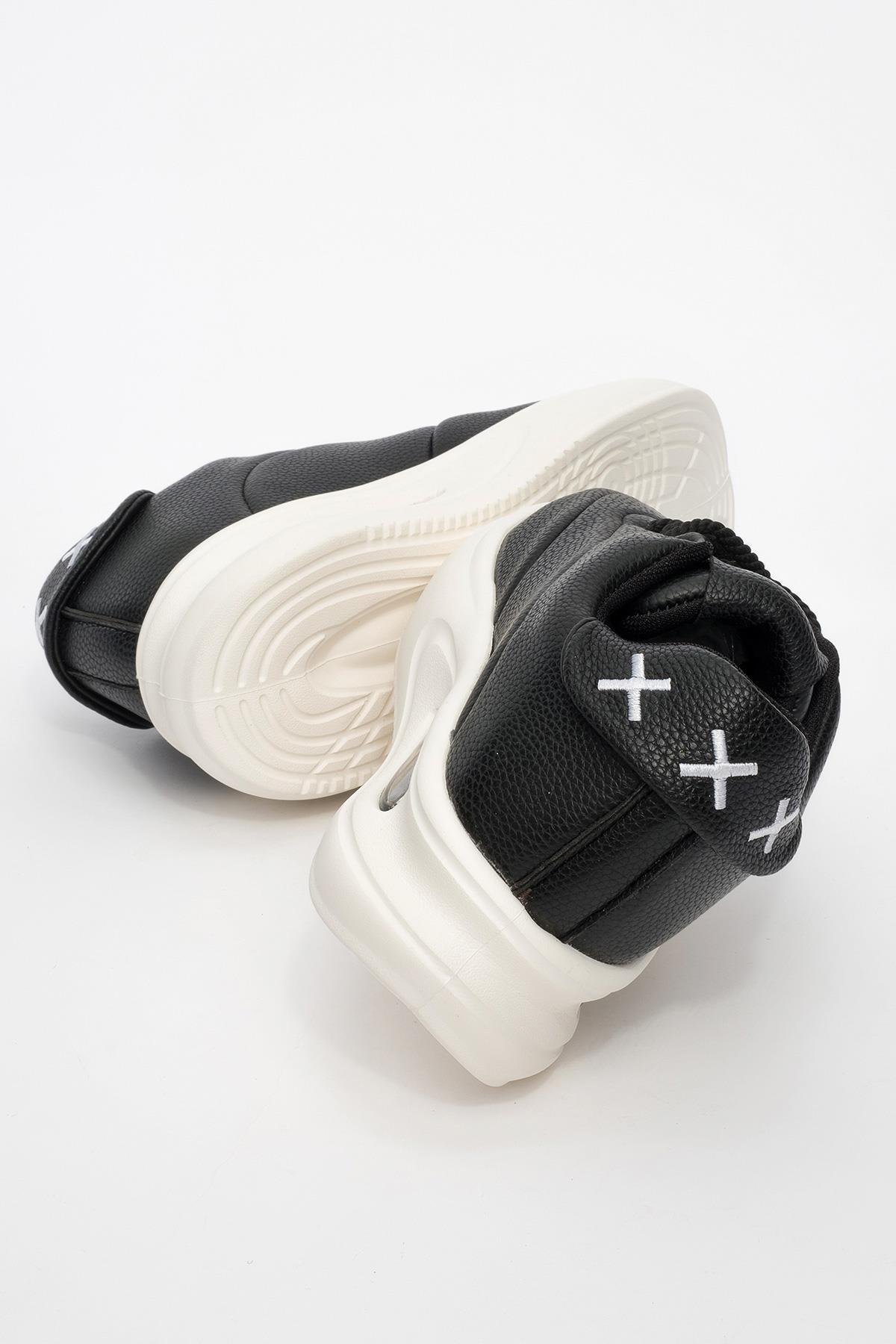 Bağcıklı Kadın Spor Ayakkabı SİYAH BEYAZ - Görsel 5