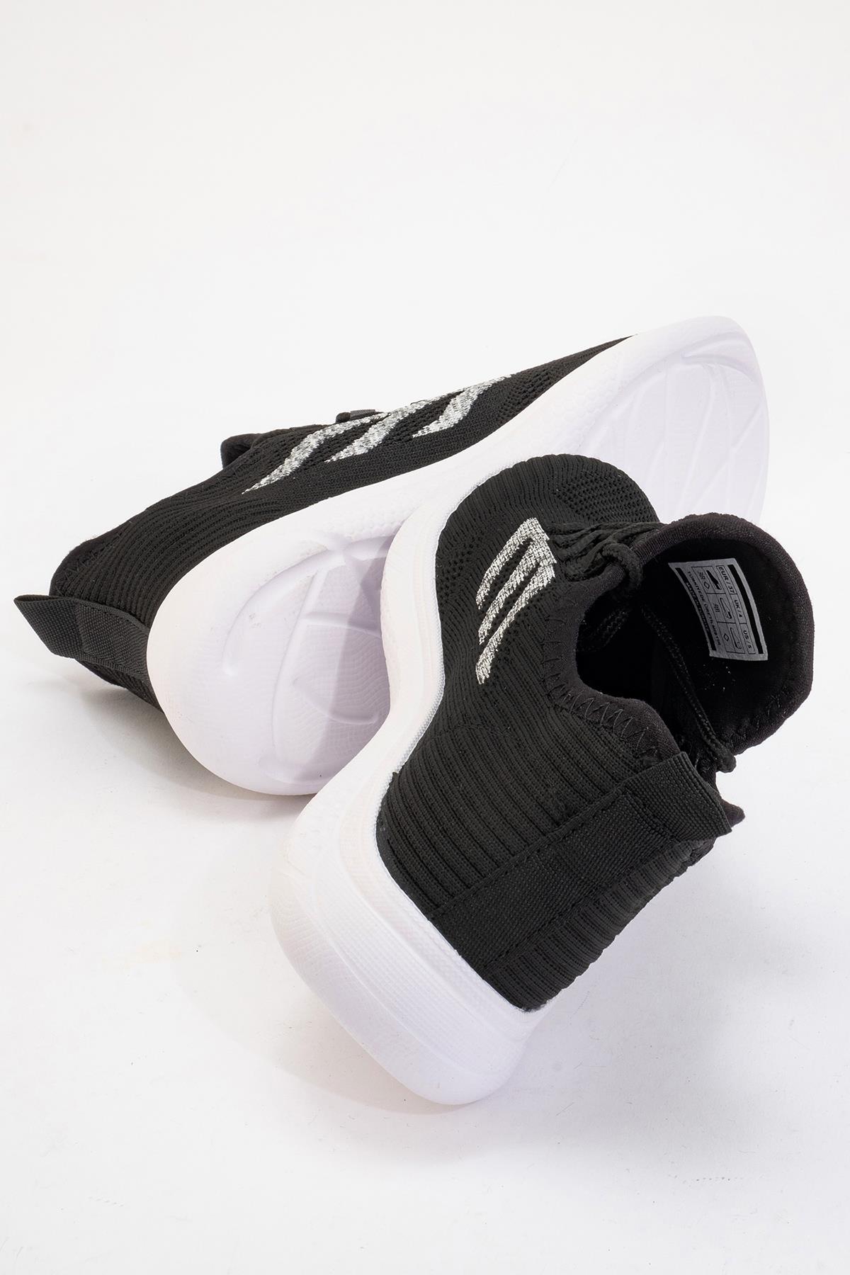Anorak Bağcıklı Kadın Spor Ayakkabı SİYAH BEYAZ - Görsel 5