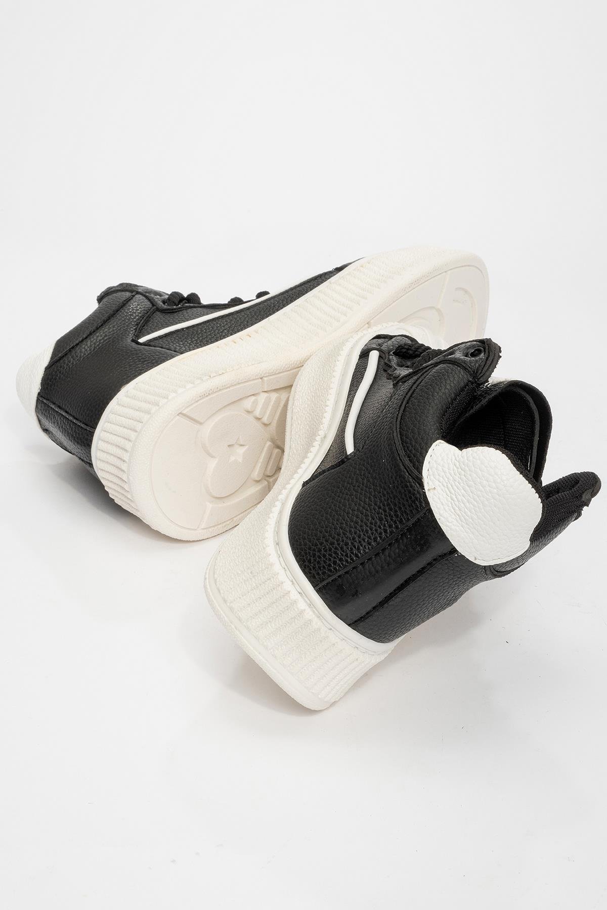 Kadın Bağcıklı Spor Ayakkabı SİYAH BEYAZ - Görsel 5